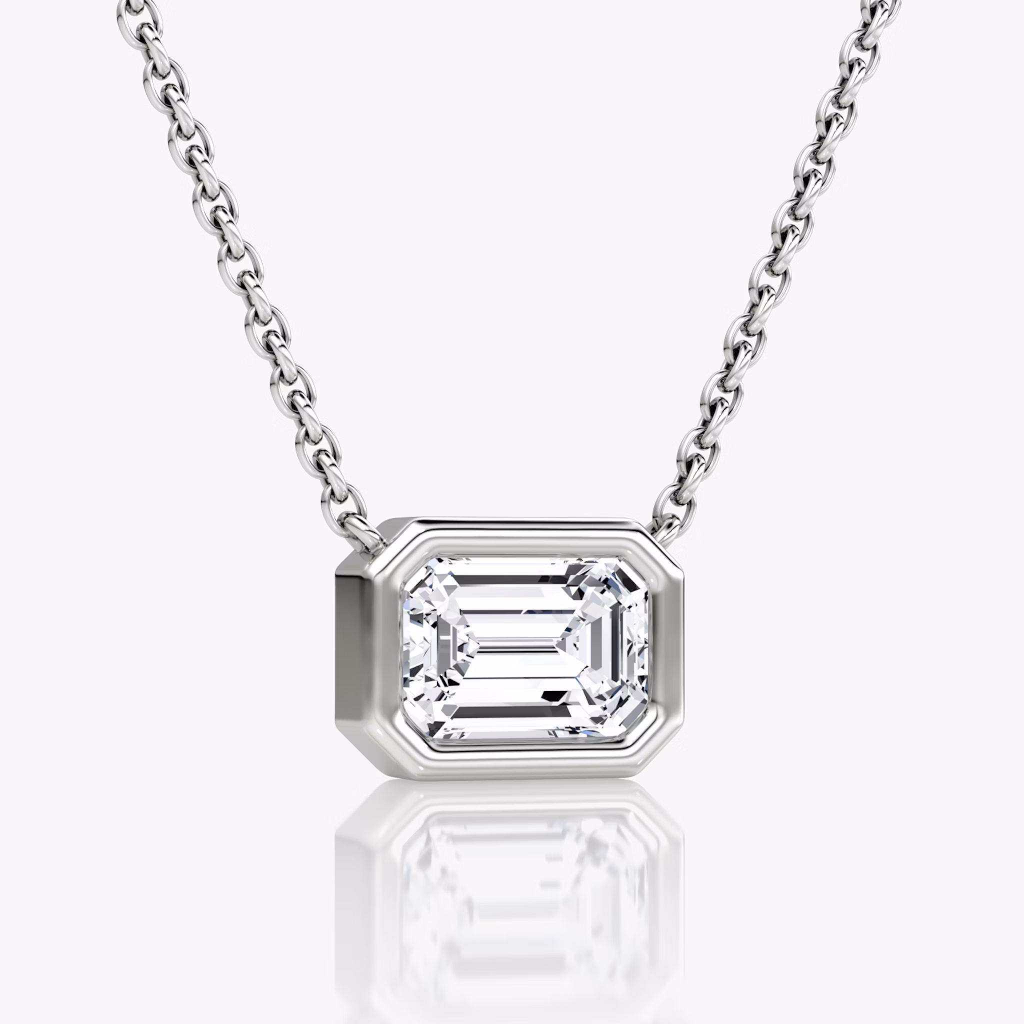 Bezel Solitaire Necklace | Emerald | 14k | White Gold | caratWeight: 1.0ct