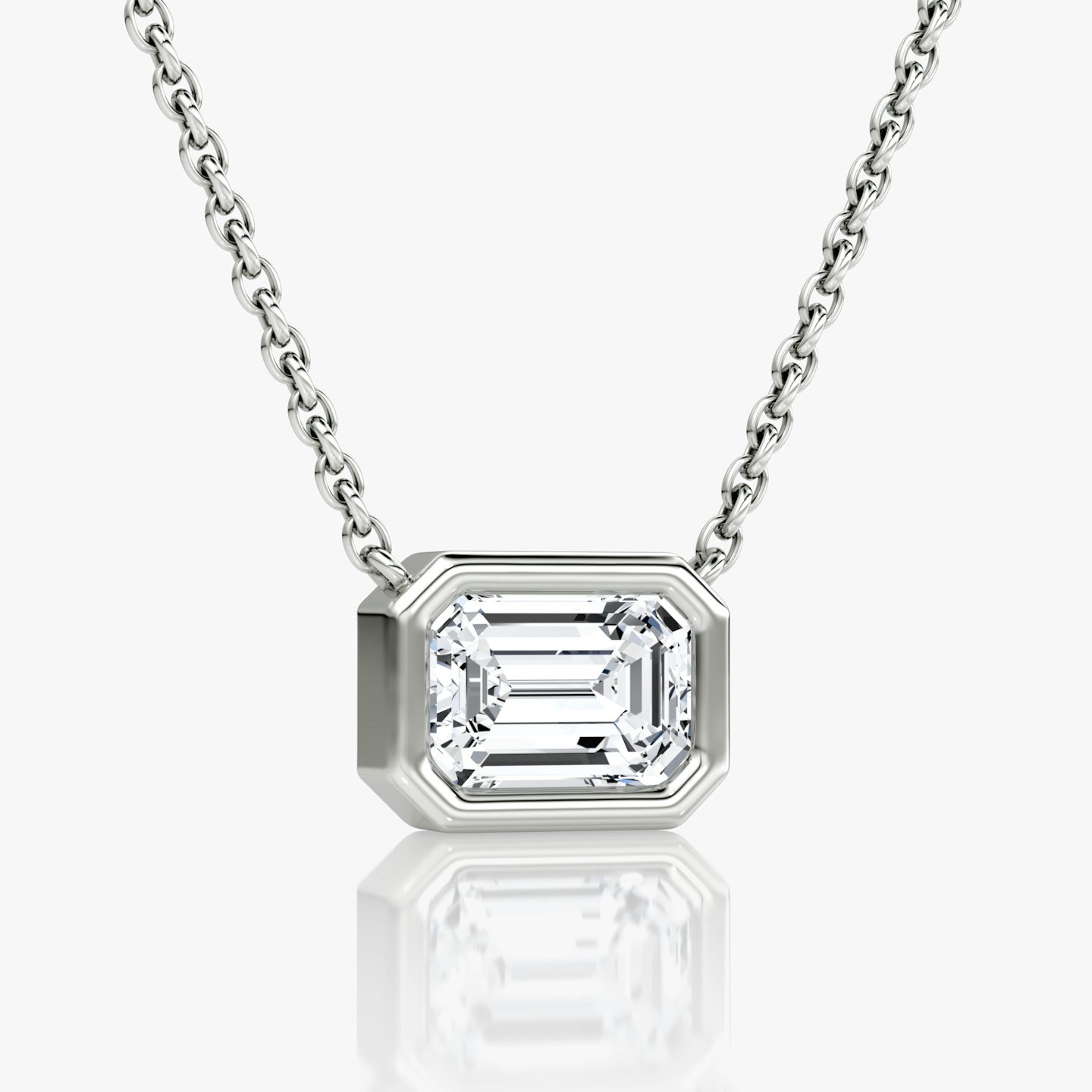 Bezel Solitaire Necklace | Emerald | 14k | White Gold | caratWeight: other