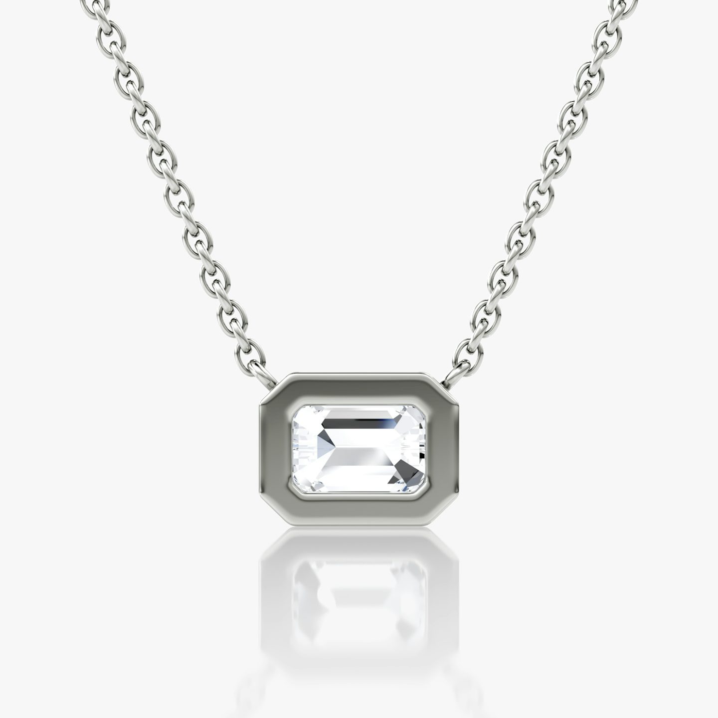 Bezel Solitaire Necklace | Emerald | 14k | White Gold | caratWeight: 0.75ct
