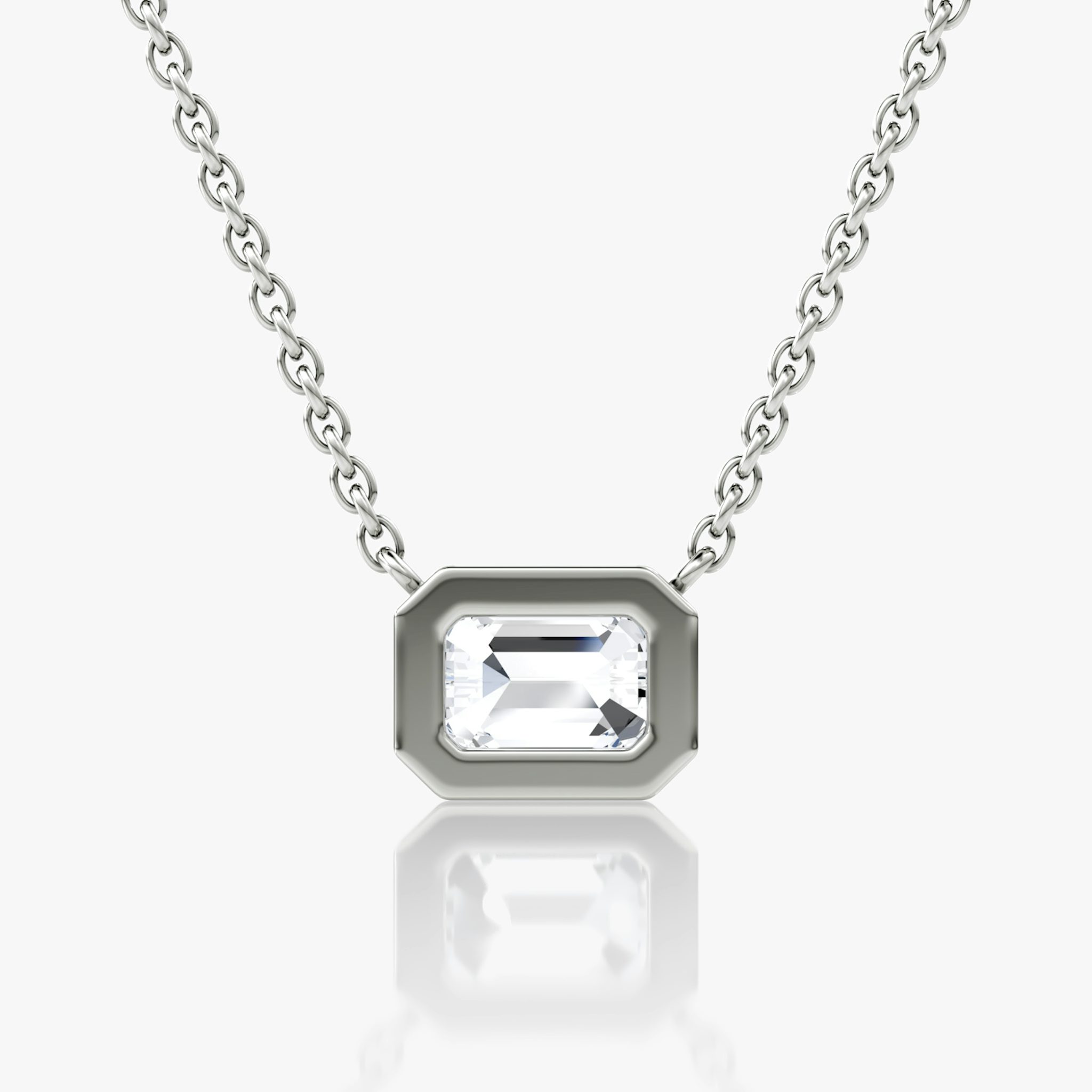 Bezel Solitaire Necklace | Emerald | 14k | White Gold | caratWeight: 0.75ct