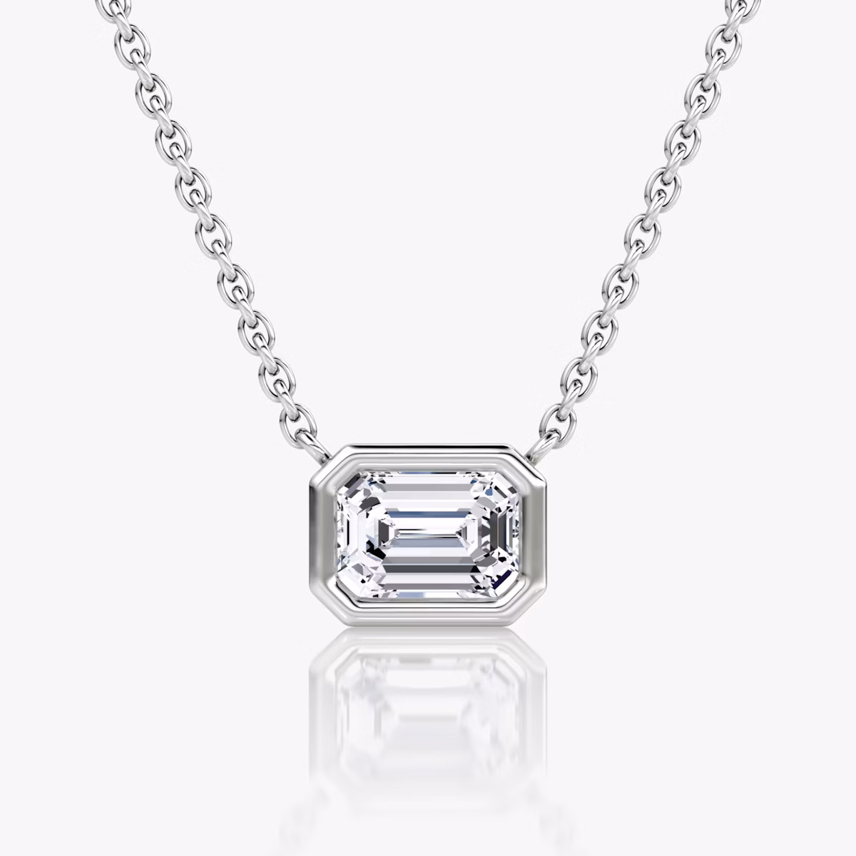 Collar Bezel Solitario | Esmeralda | 14k | Oro blanco | caratWeight: 0.75ct