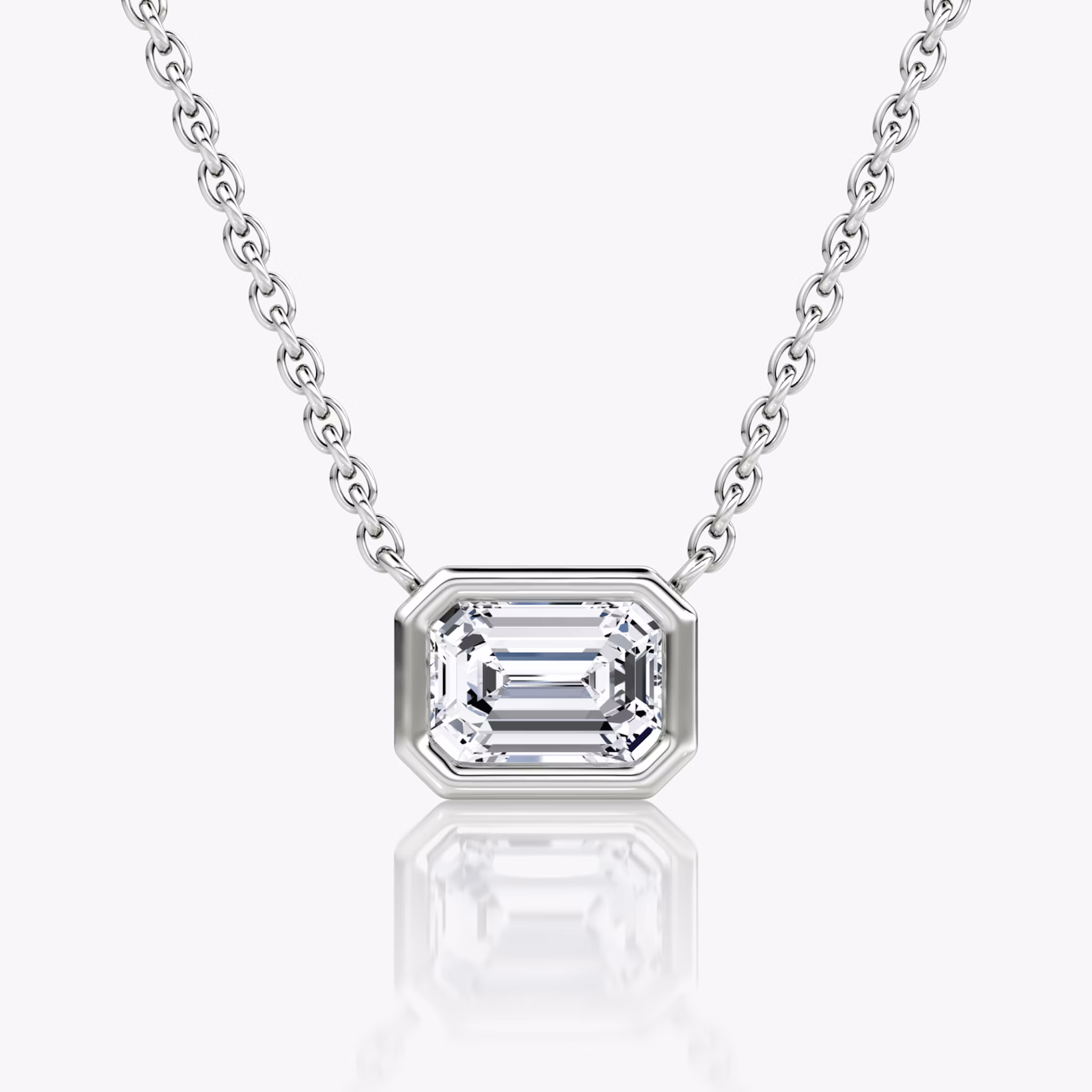 Bezel Solitaire Necklace | Emerald | 14k | White Gold | caratWeight: 0.75ct