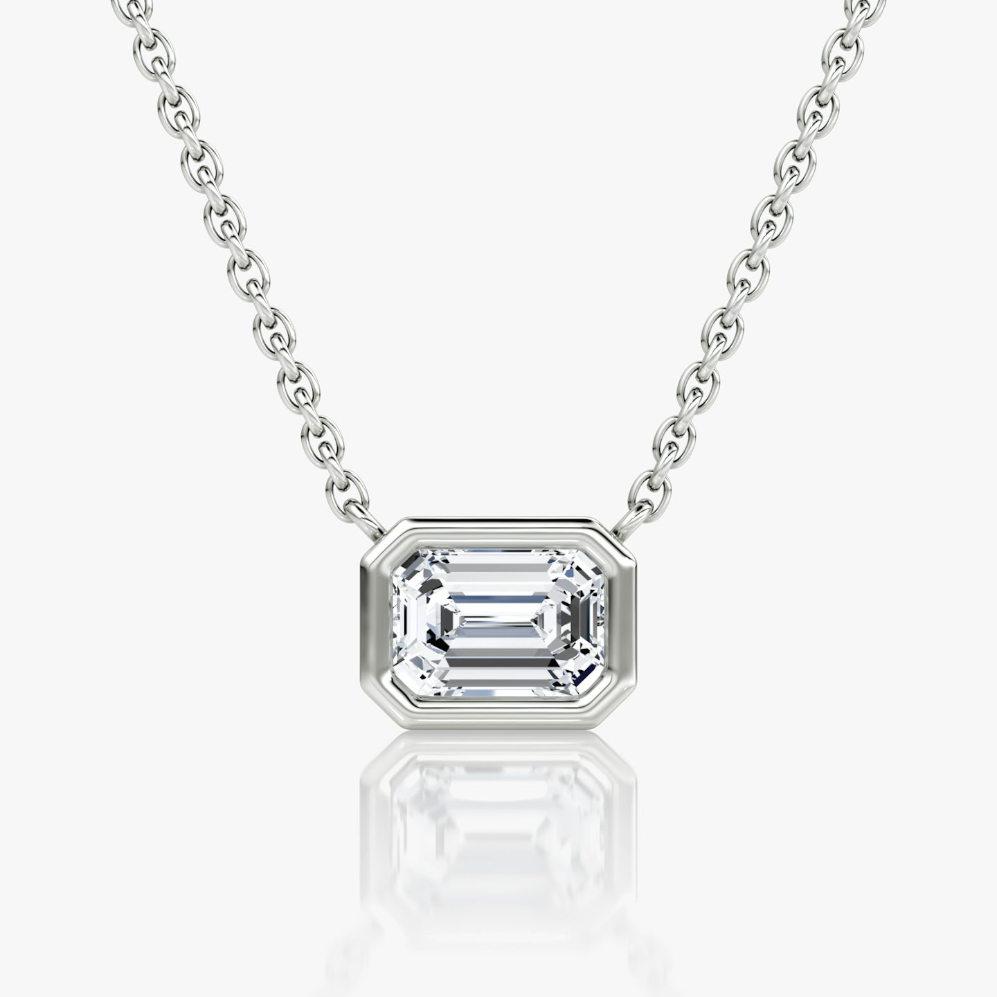 Bezel Solitaire Necklace | Emerald | 14k | White Gold | caratWeight: 0.75ct