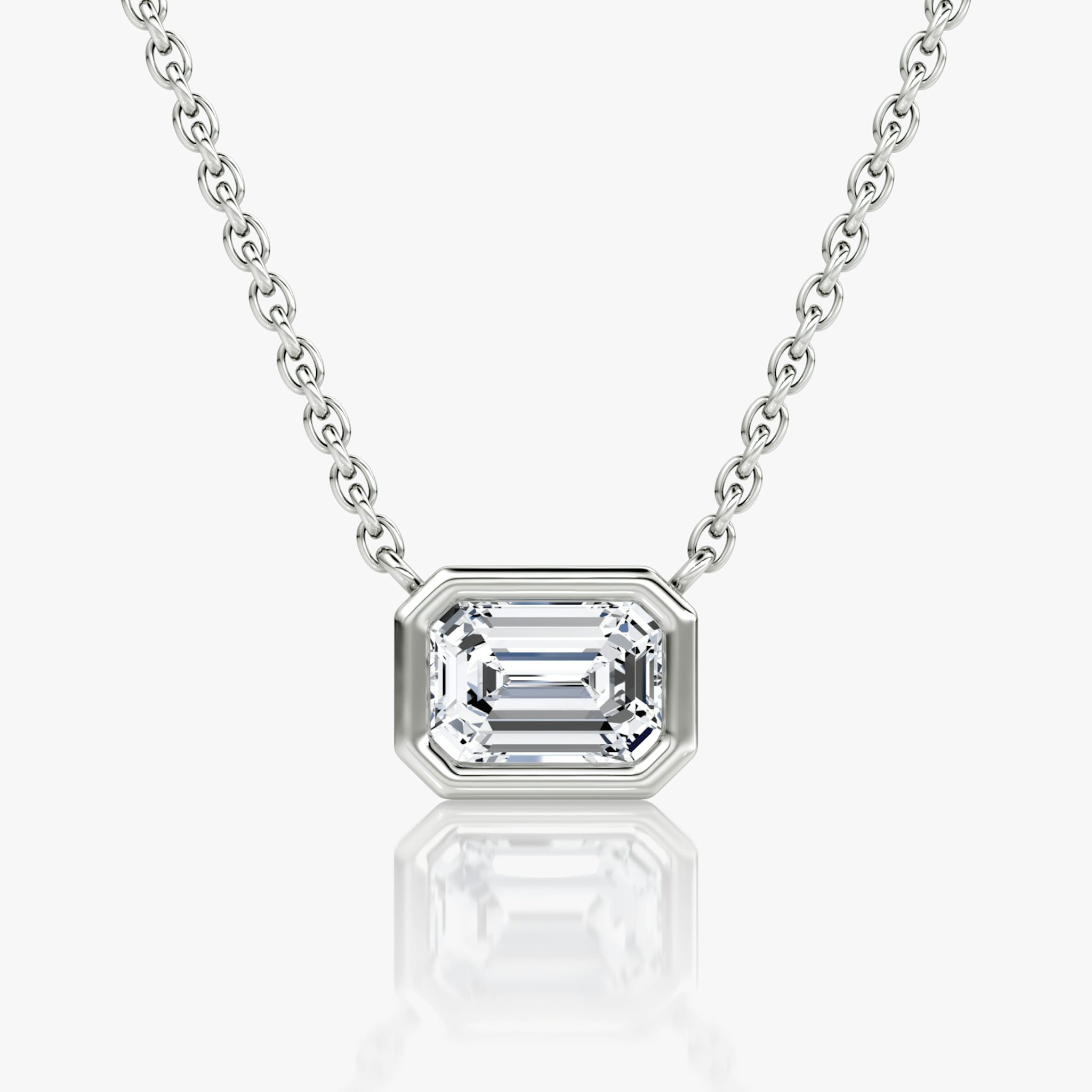 Bezel Solitaire Necklace | Emerald | 14k | White Gold | caratWeight: 0.75ct