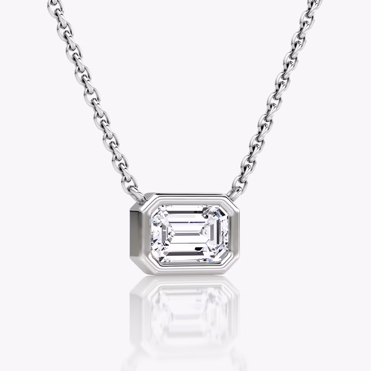 Collar Bezel Solitario | Esmeralda | 14k | Oro blanco | caratWeight: 0.75ct