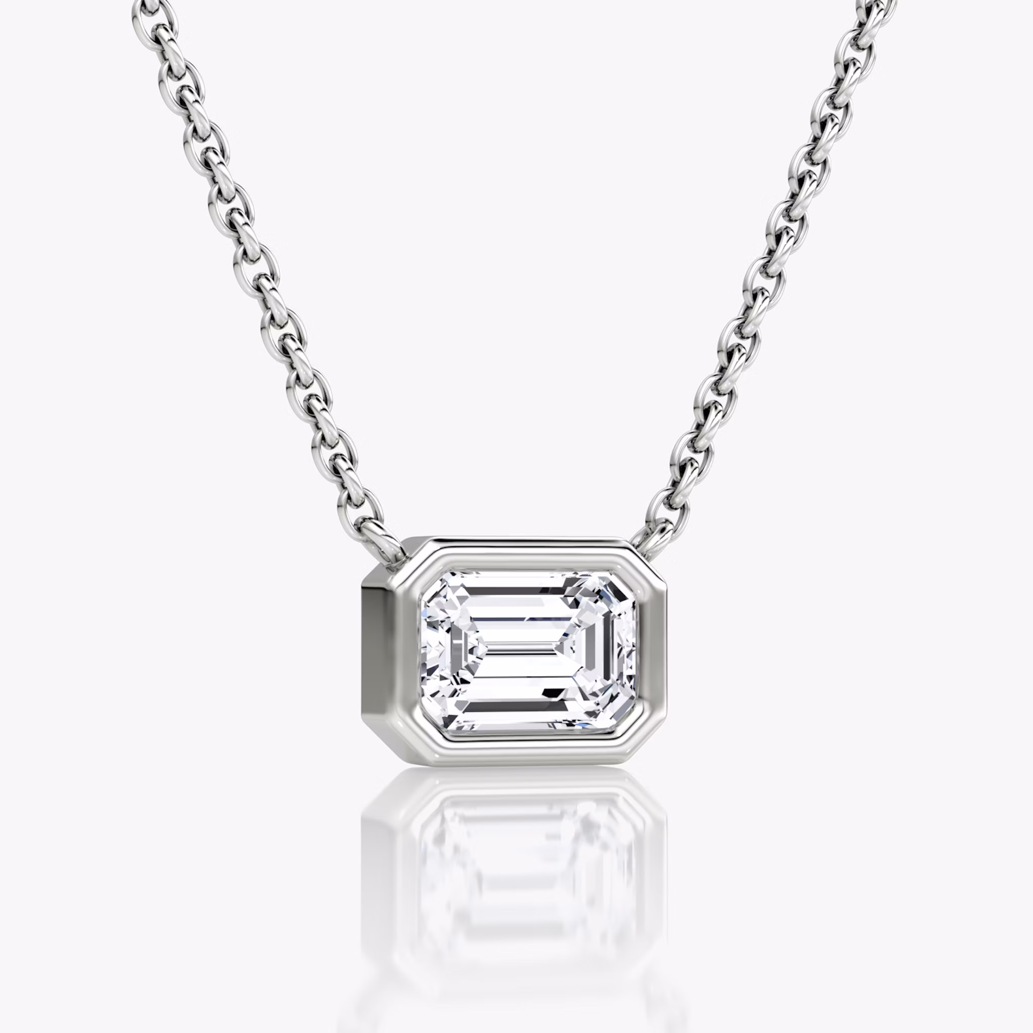 Bezel Solitaire Necklace | Emerald | 14k | White Gold | caratWeight: 0.75ct