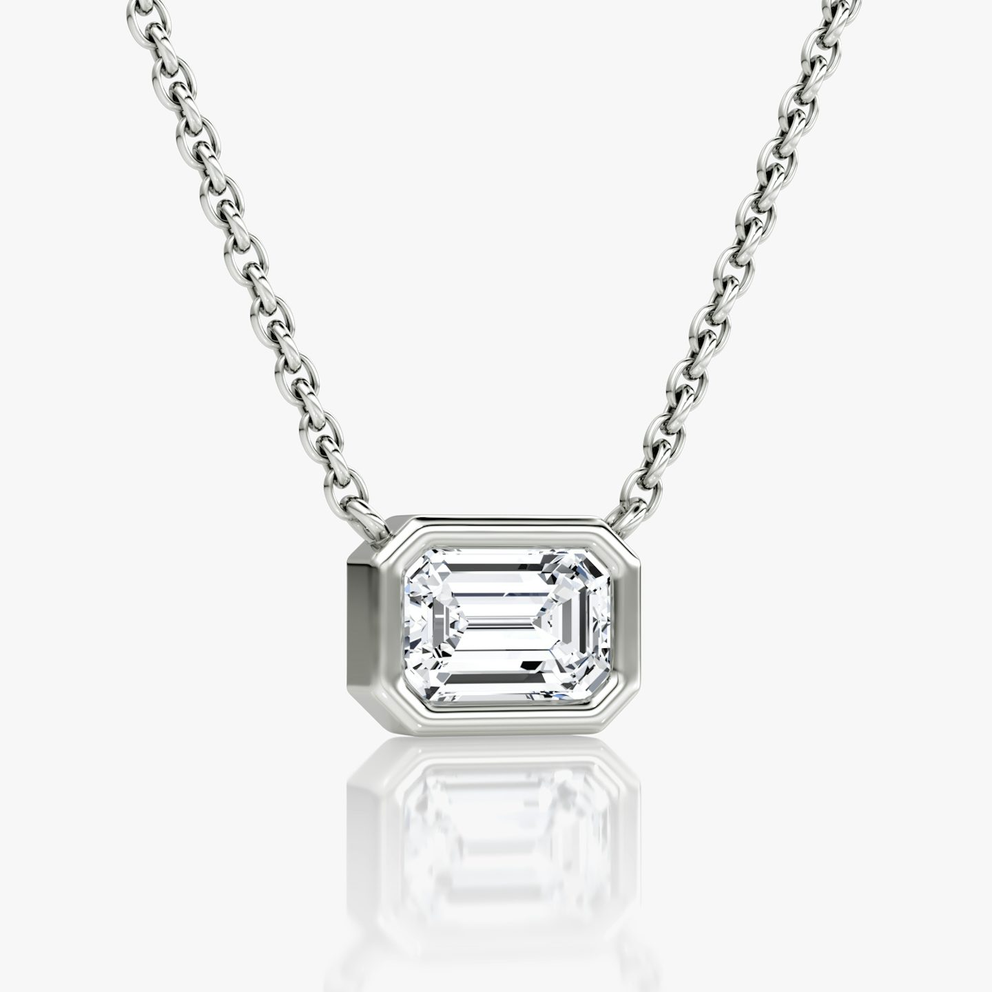 Bezel Solitaire Necklace | Emerald | 14k | White Gold | caratWeight: 0.75ct