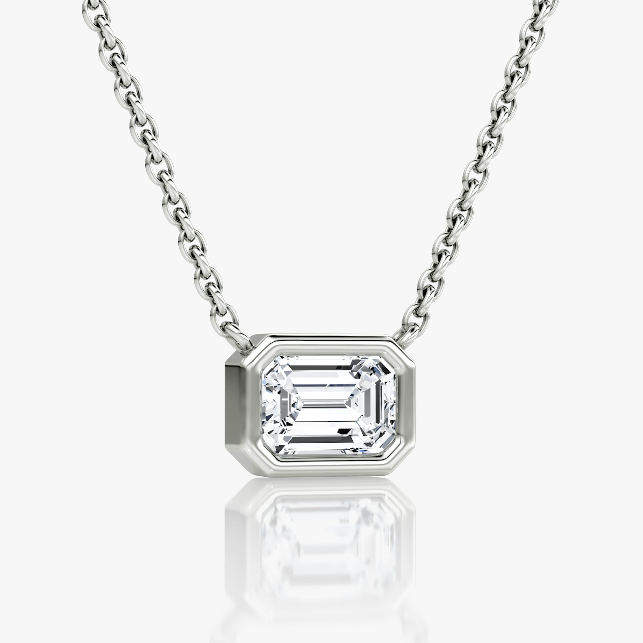 Bezel Solitaire Necklace | Emerald | 14k | White Gold | caratWeight: 0.75ct