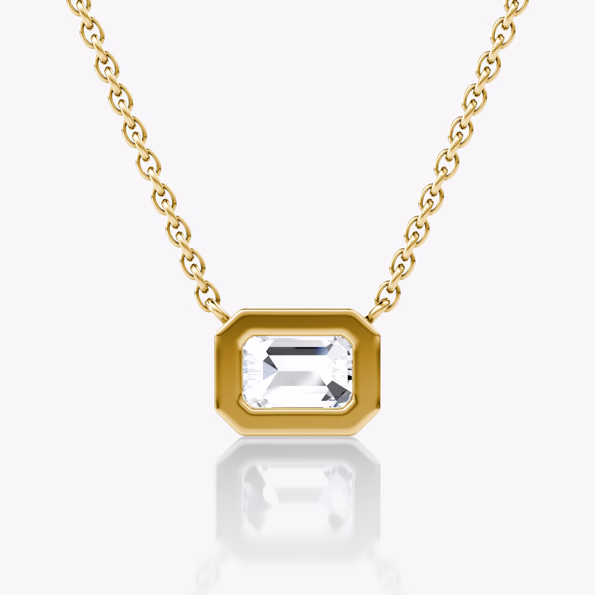 Bezel Solitaire Necklace | Emerald | 14k | Yellow Gold | caratWeight: 0.75ct