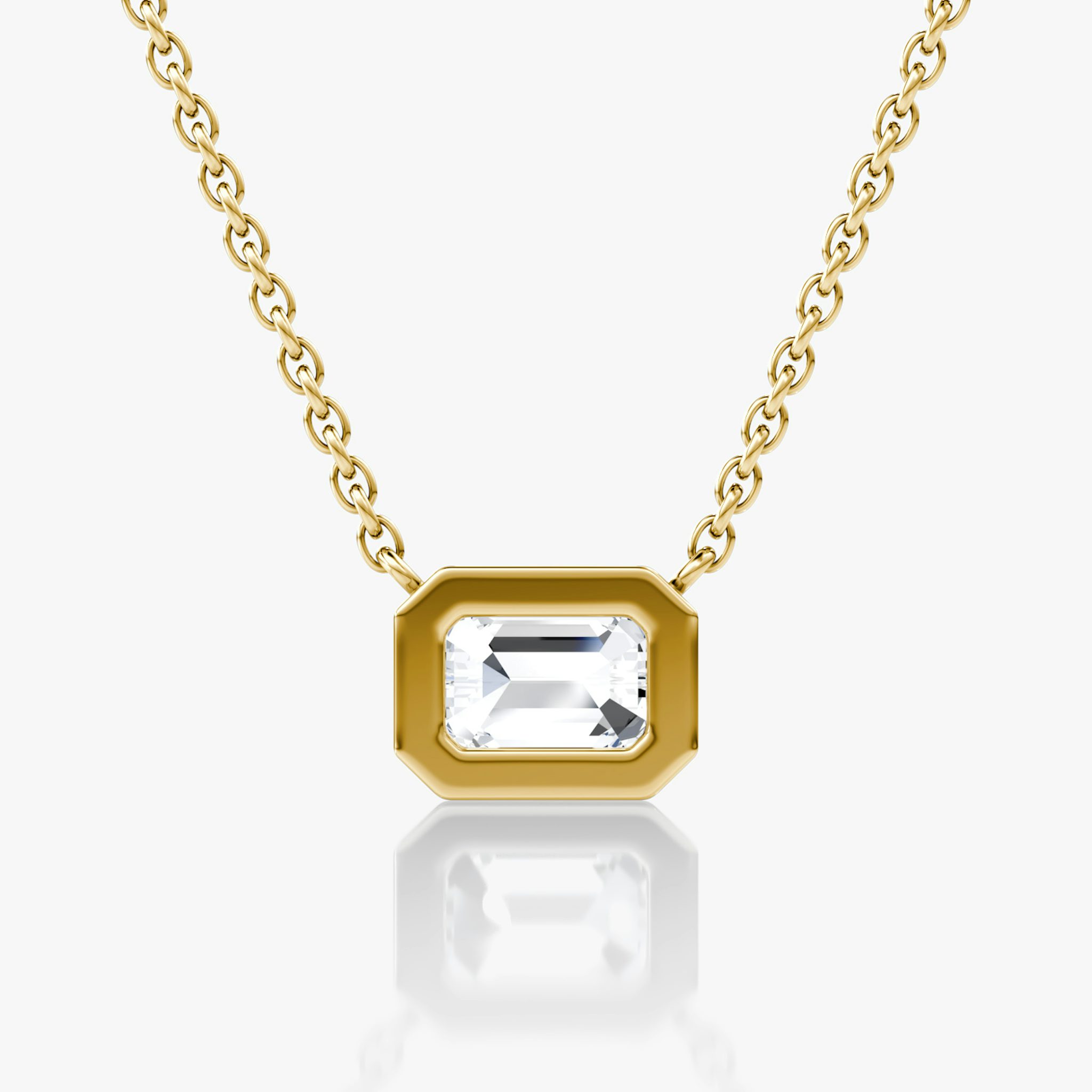 Bezel Solitaire Necklace | Emerald | 14k | Yellow Gold | caratWeight: 0.75ct