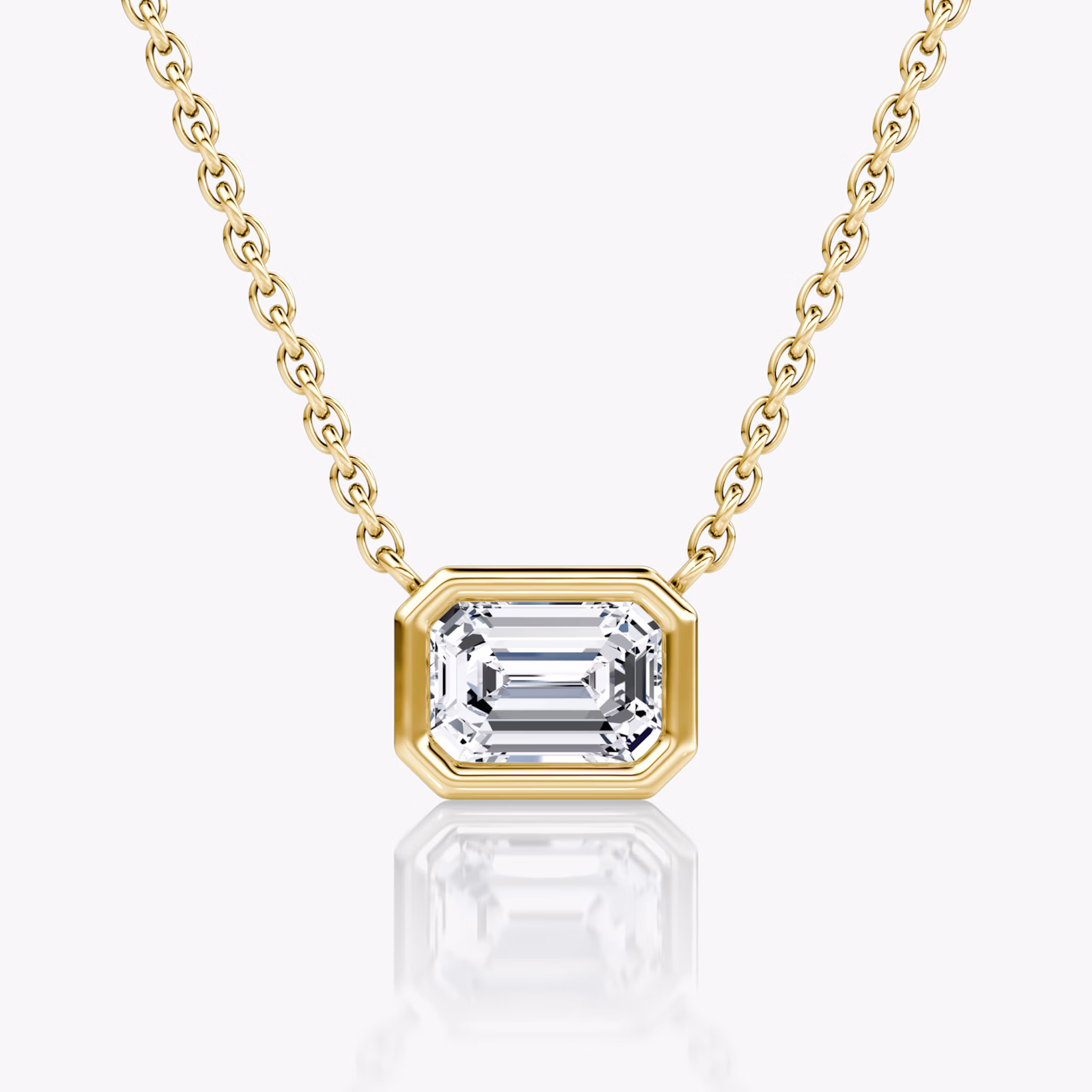 Bezel Solitaire Necklace | Emerald | 14k | Yellow Gold | caratWeight: 0.75ct