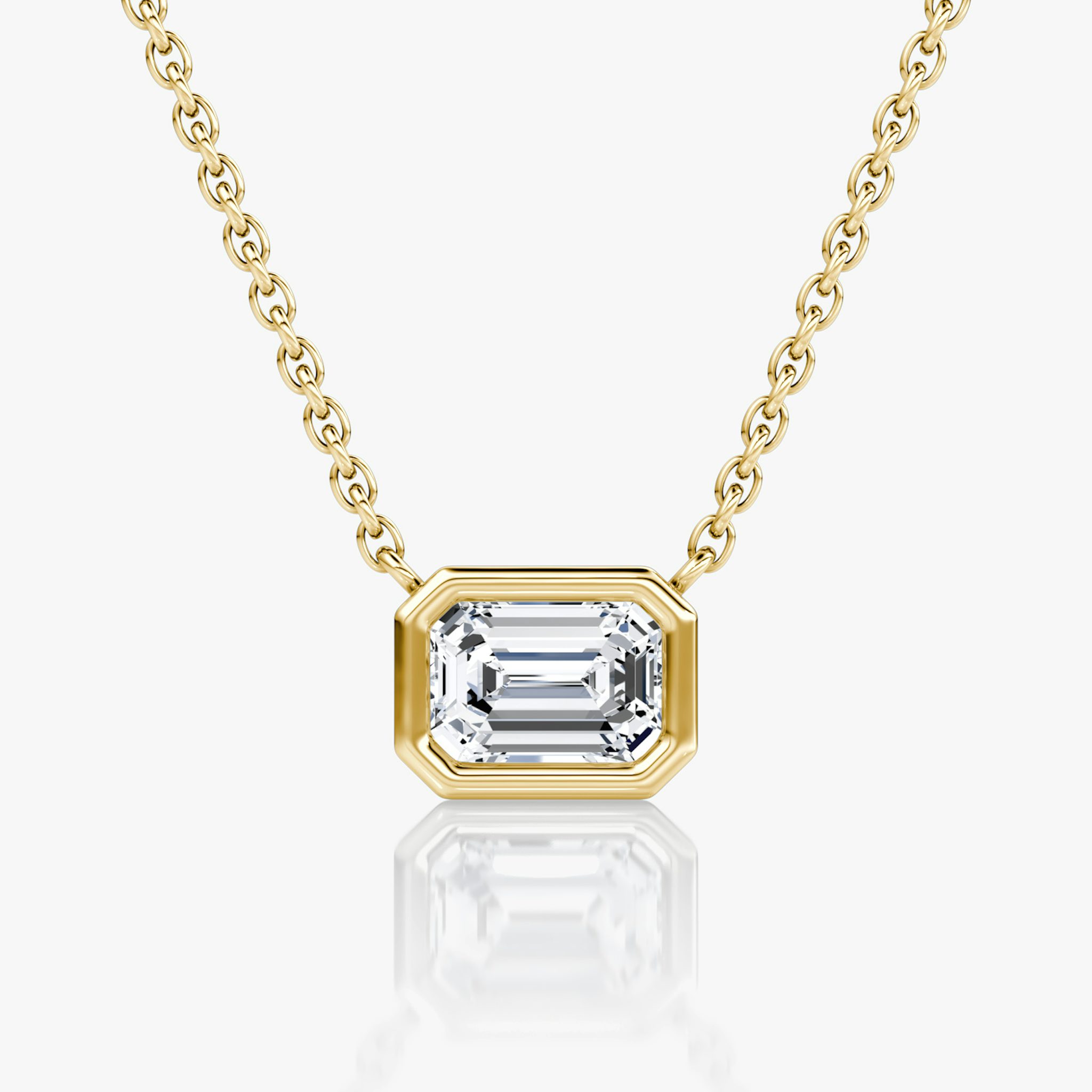 Bezel Solitaire Necklace | Emerald | 14k | Yellow Gold | caratWeight: 0.75ct
