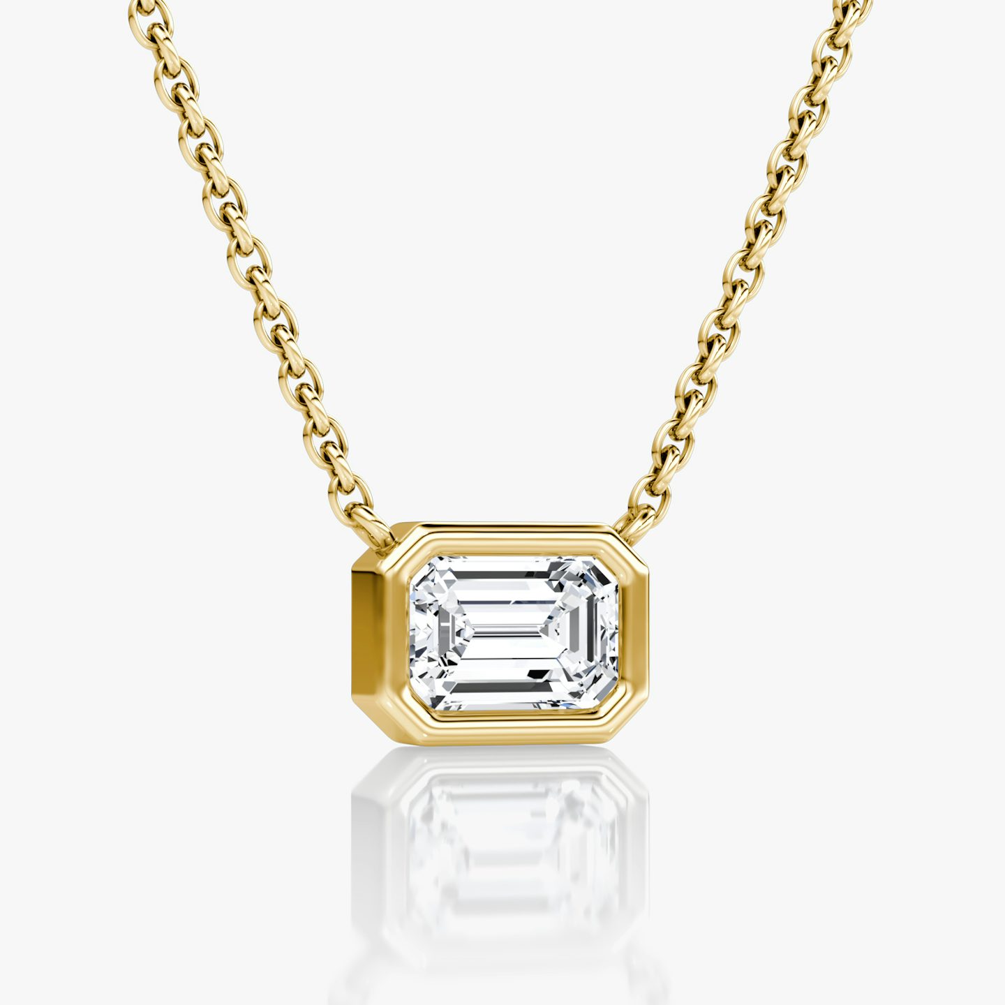 Bezel Solitaire Necklace | Emerald | 14k | Yellow Gold | caratWeight: 0.75ct
