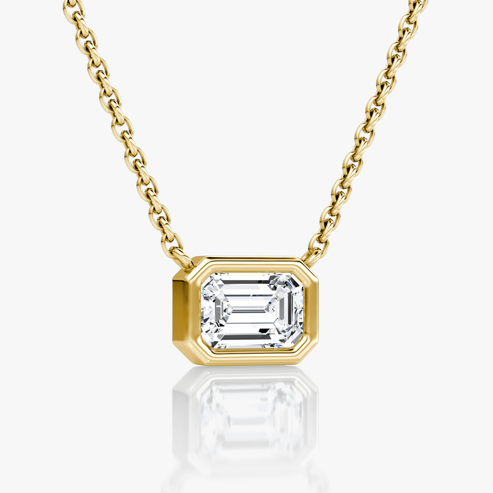 Bezel Solitaire Necklace | Emerald | 14k | Yellow Gold | caratWeight: 0.75ct