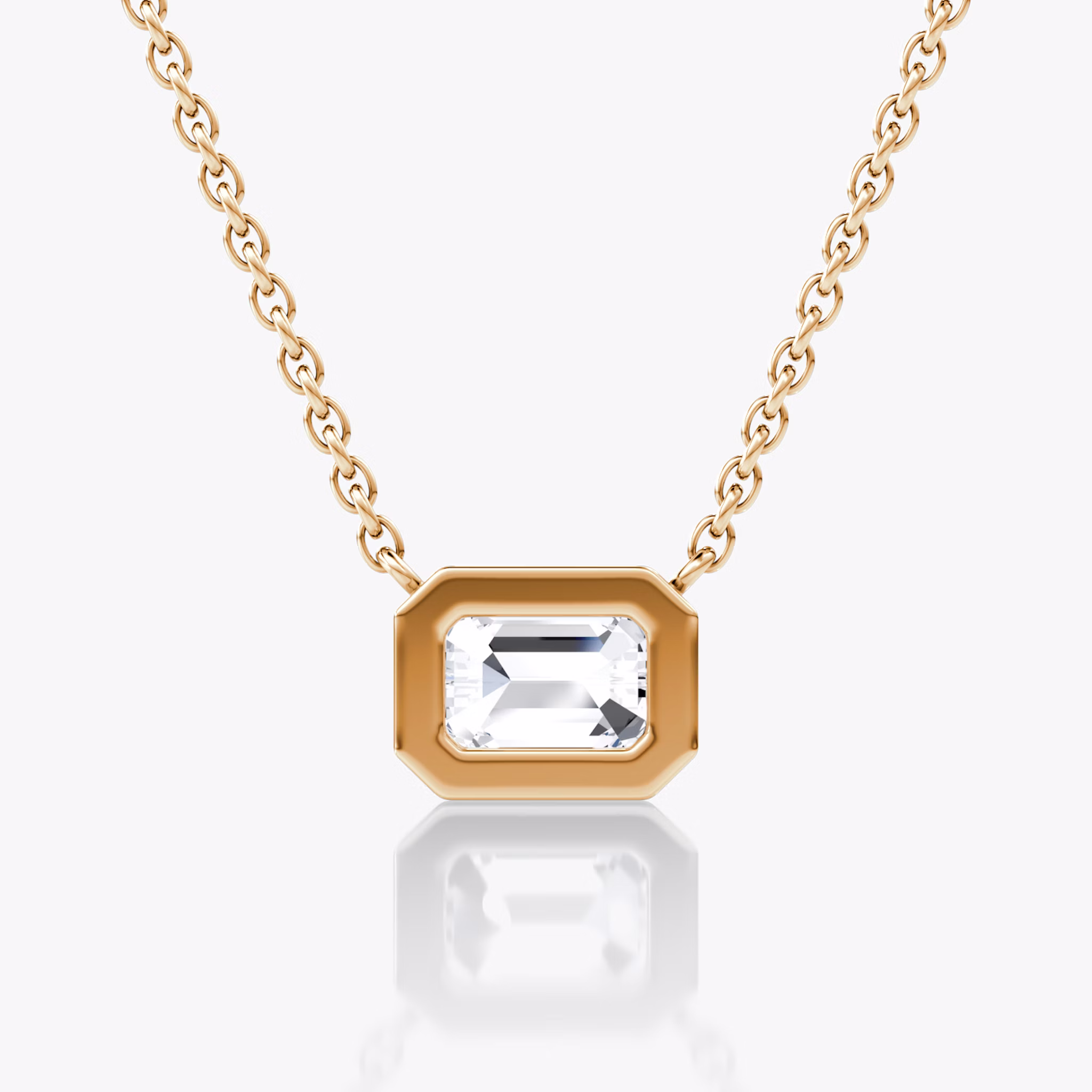 Bezel Solitaire Necklace | Emerald | 14k | Rose Gold | caratWeight: 0.75ct