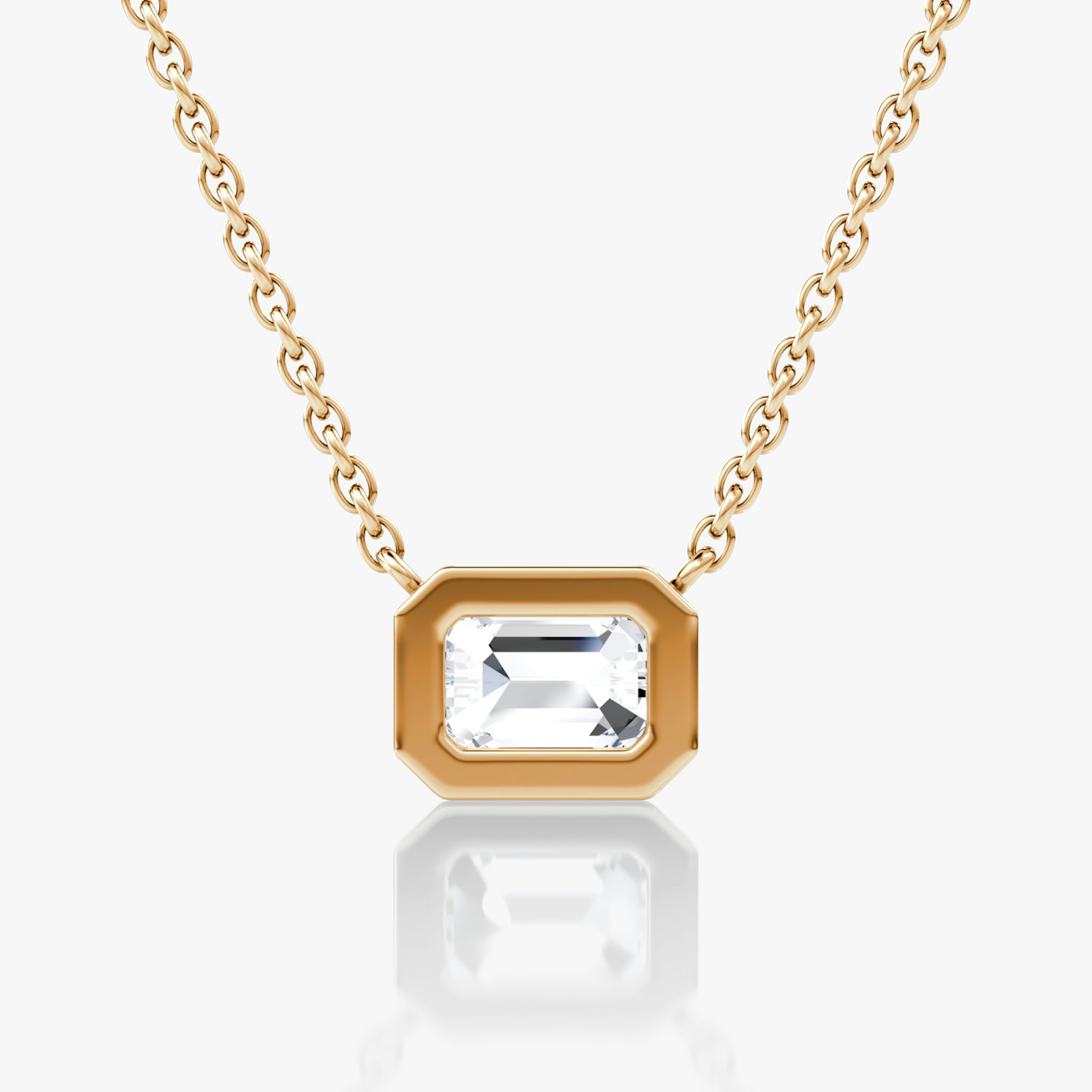 Bezel Solitaire Necklace | Emerald | 14k | Rose Gold | caratWeight: 0.75ct