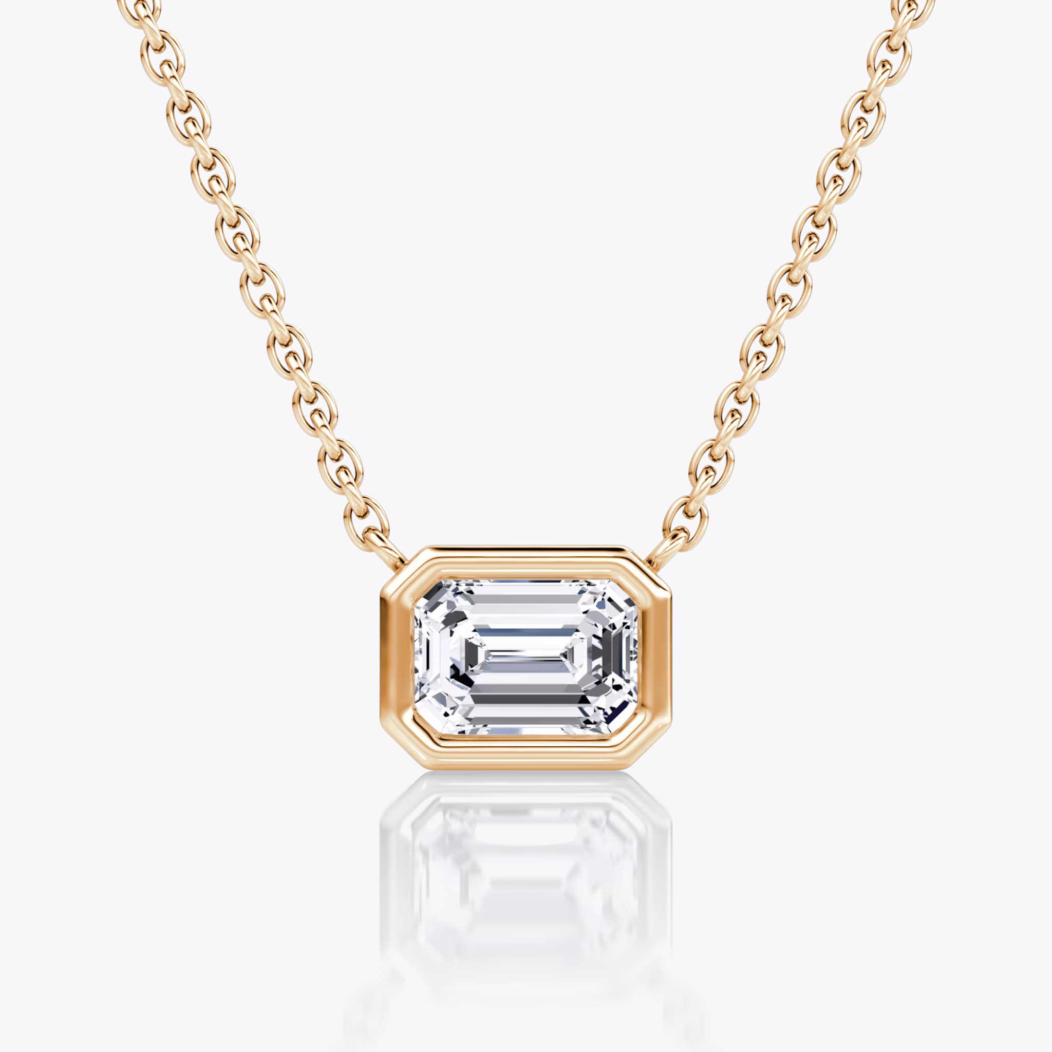 Bezel Solitaire Necklace | Emerald | 14k | Rose Gold | caratWeight: 0.75ct