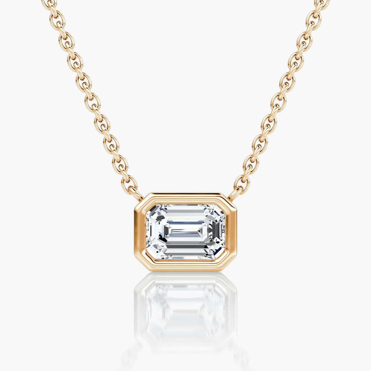 Bezel Solitaire Necklace | Emerald | 14k | Rose Gold | caratWeight: 0.75ct