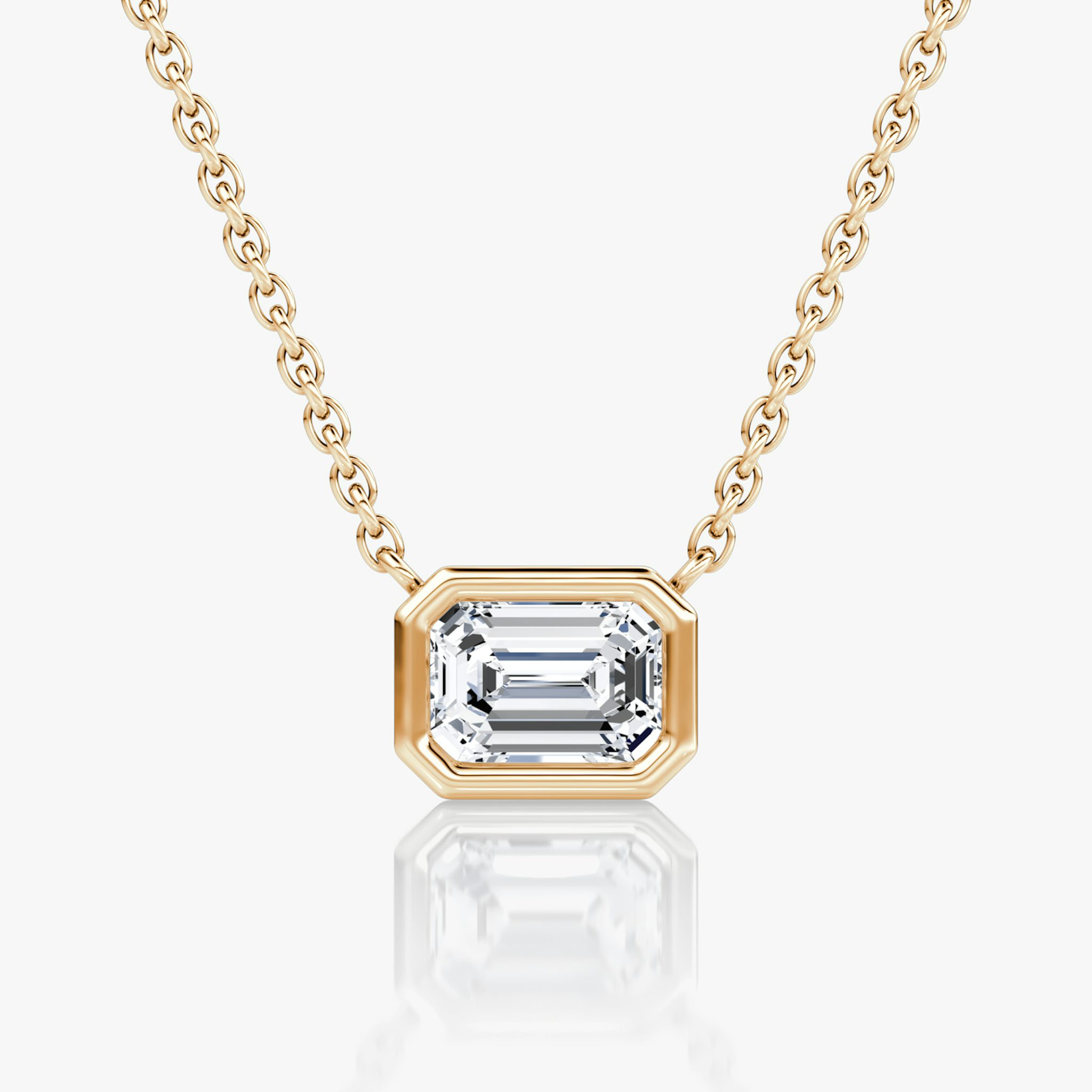 Bezel Solitaire Necklace | Emerald | 14k | Rose Gold | caratWeight: 0.75ct