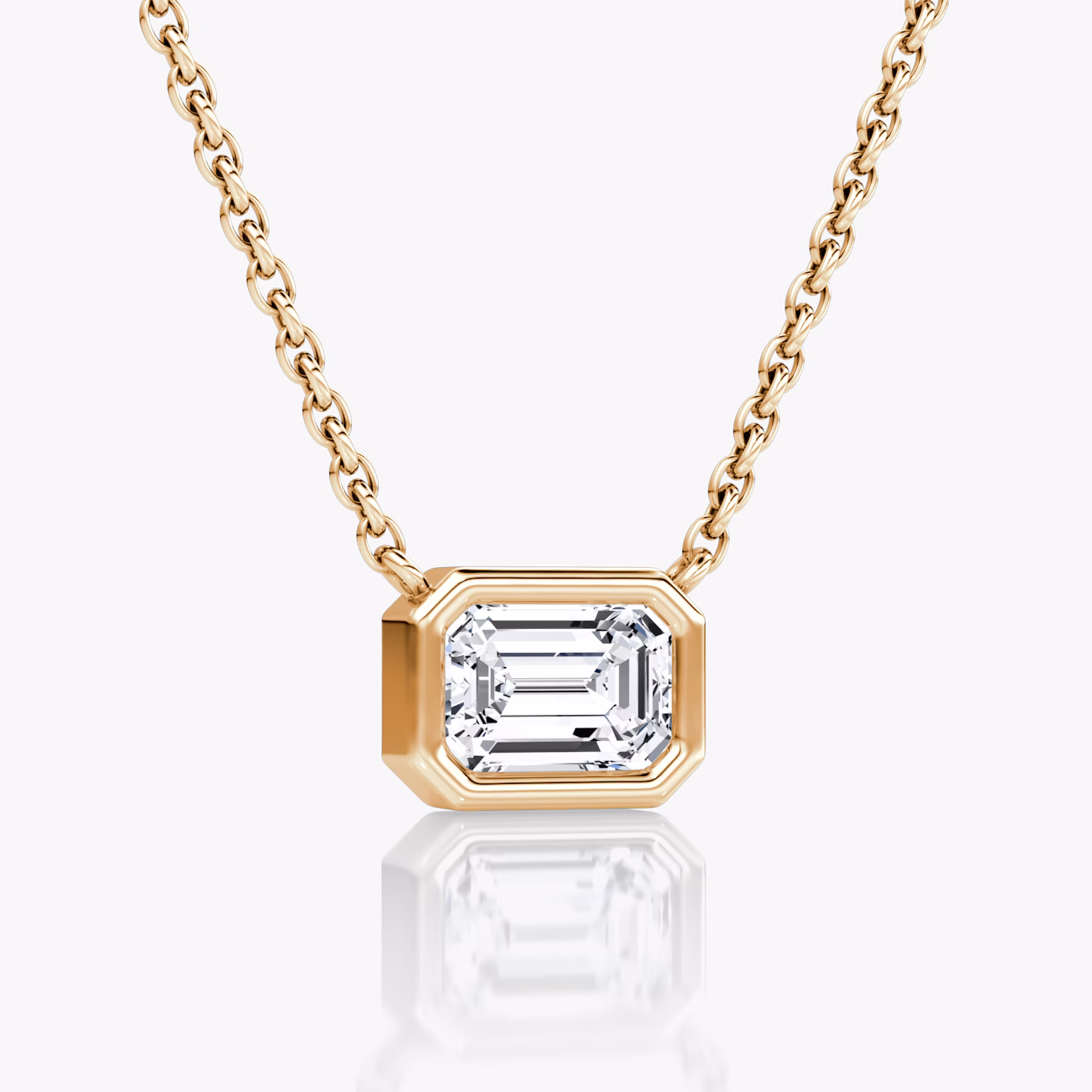 Bezel Solitaire Necklace | Emerald | 14k | Rose Gold | caratWeight: 0.75ct