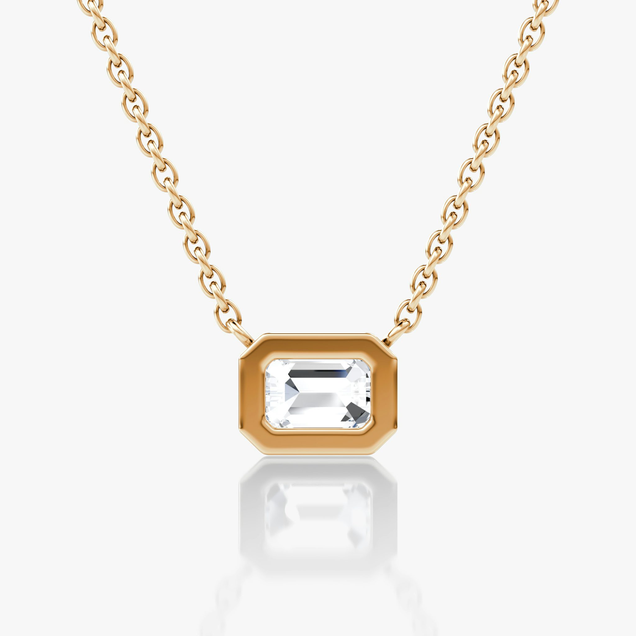 Bezel Solitaire Necklace | Emerald | 14k | Rose Gold | caratWeight: 0.50ct