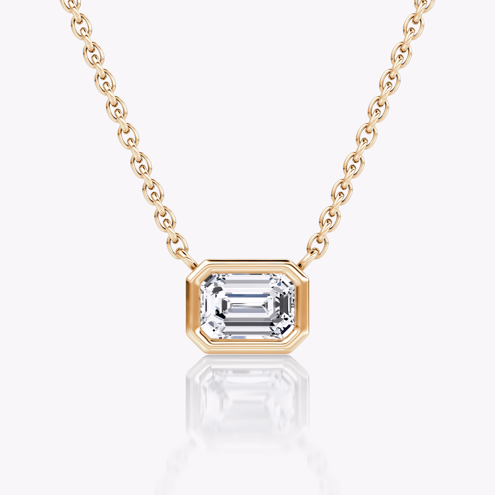Bezel Solitaire Necklace | Emerald | 14k | Rose Gold | caratWeight: 0.50ct