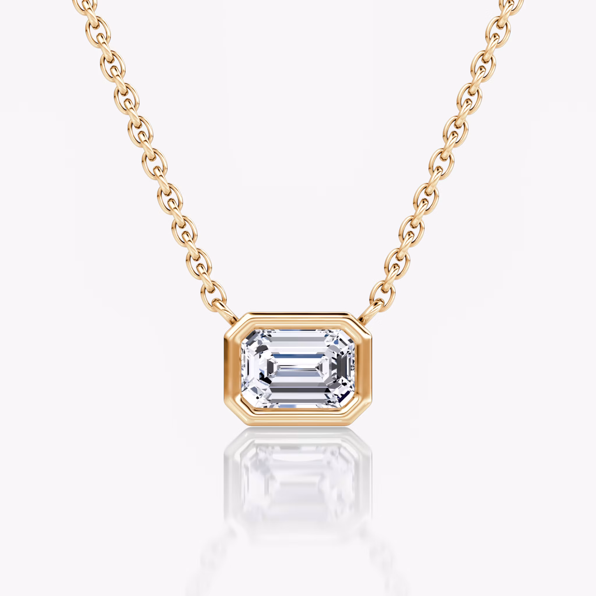 Bezel Solitaire Necklace Emerald | Rose Gold