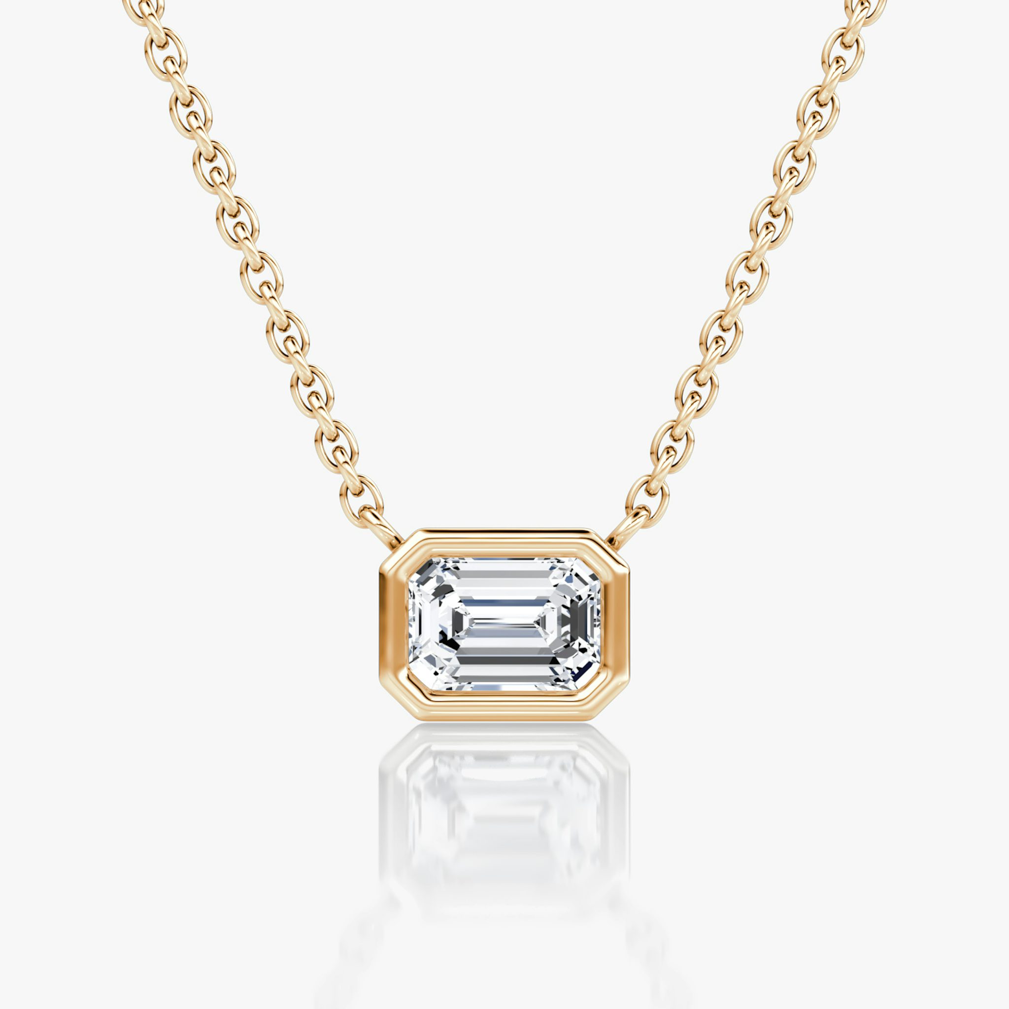Bezel Solitaire Necklace | Emerald | 14k | Rose Gold | caratWeight: 0.50ct