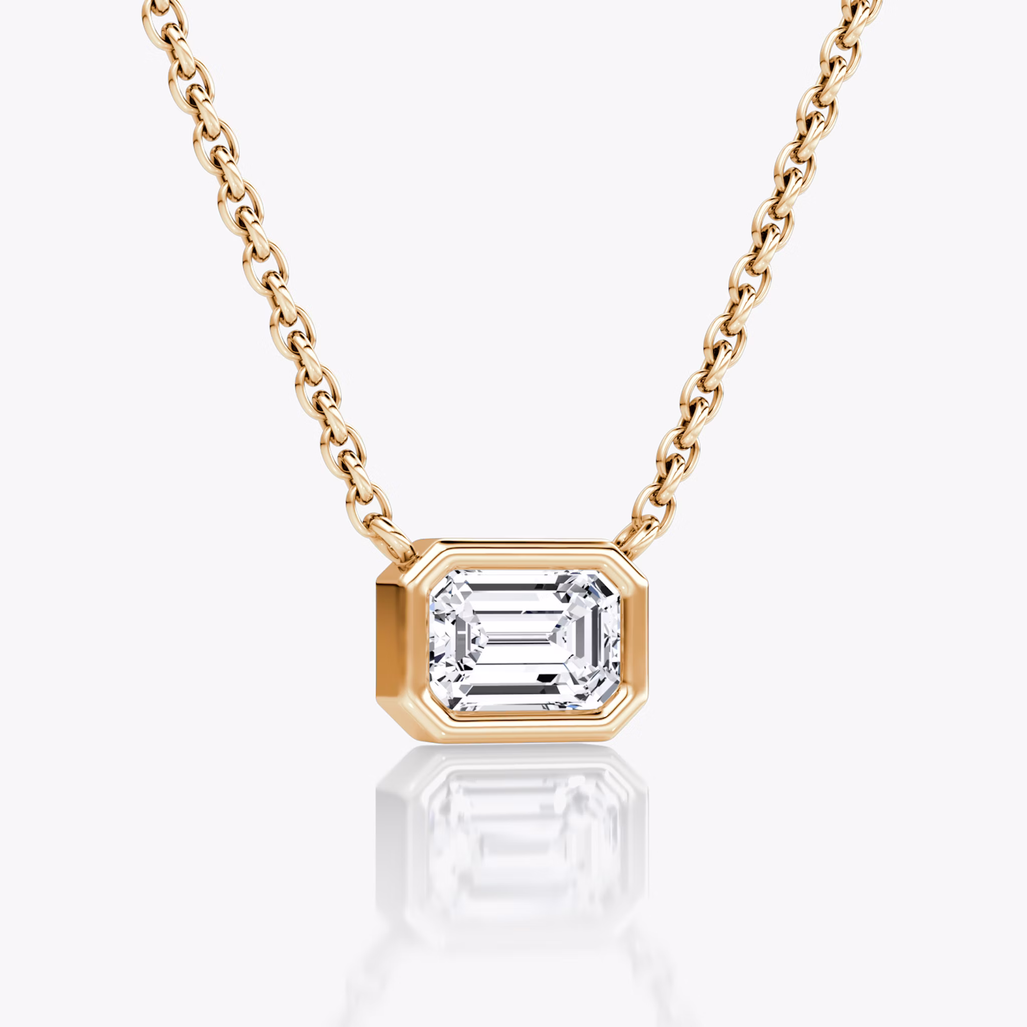 Bezel Solitaire Necklace | Emerald | 14k | Rose Gold | caratWeight: 0.50ct