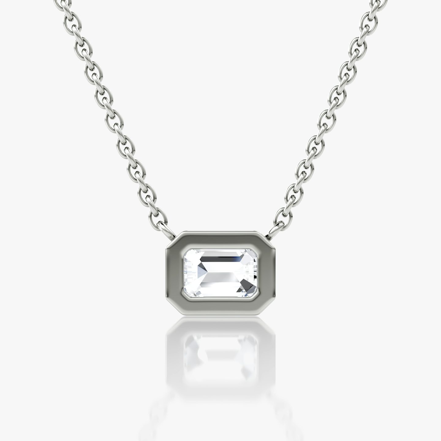 Bezel Solitaire Necklace | Emerald | 14k | White Gold | caratWeight: 0.50ct
