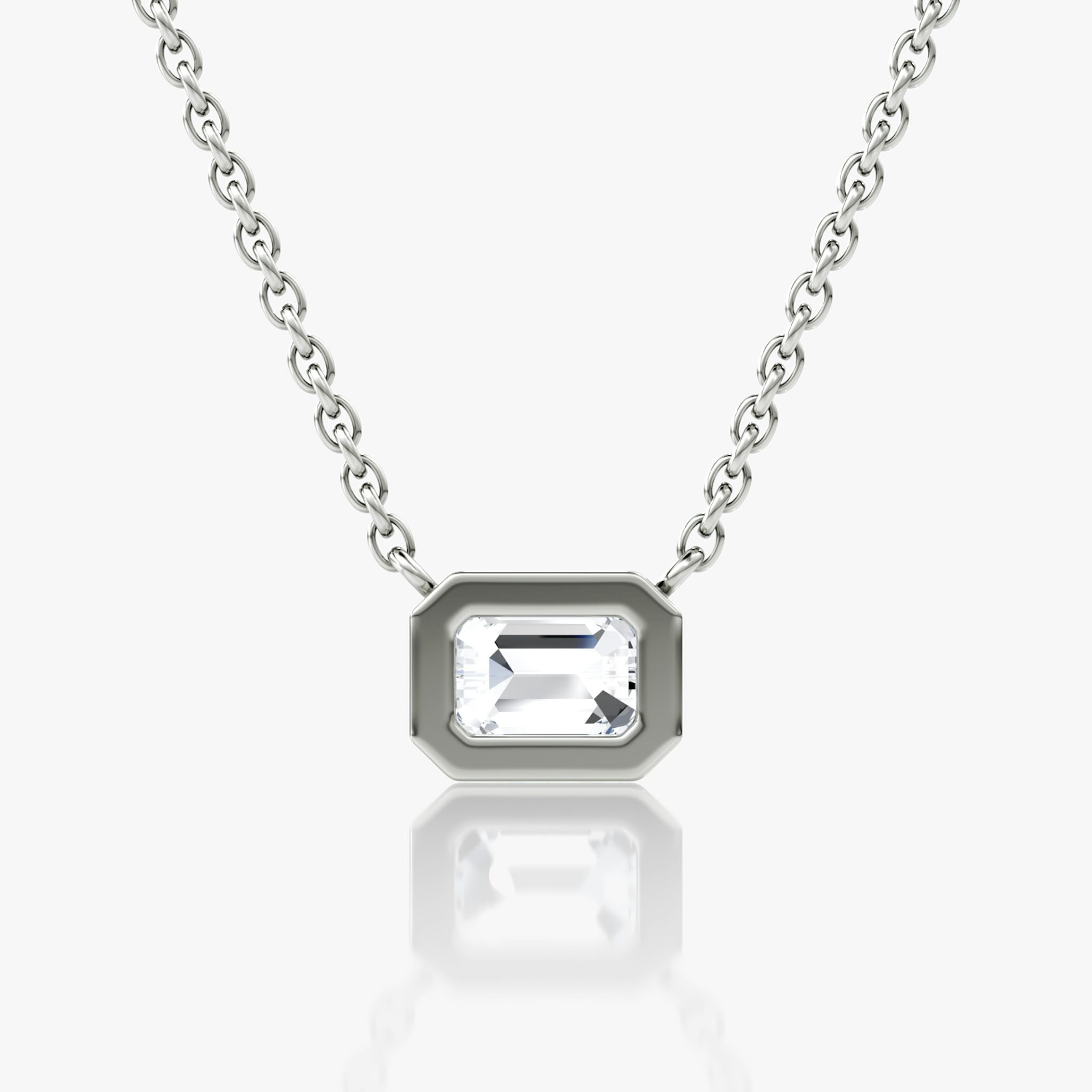 Bezel Solitaire Necklace | Emerald | 14k | White Gold | caratWeight: 0.50ct