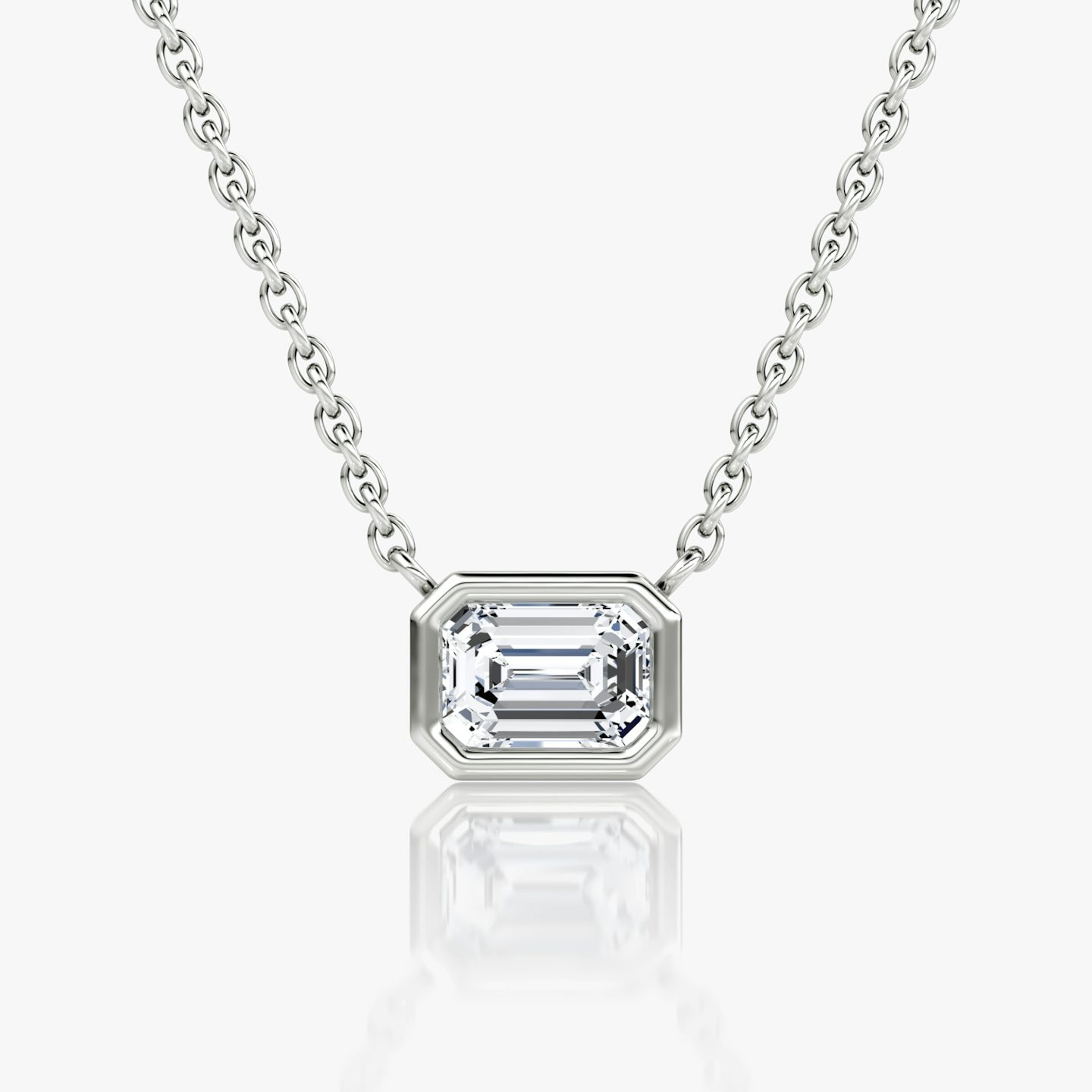 Bezel Solitaire Necklace | Emerald | 14k | White Gold | caratWeight: 0.50ct