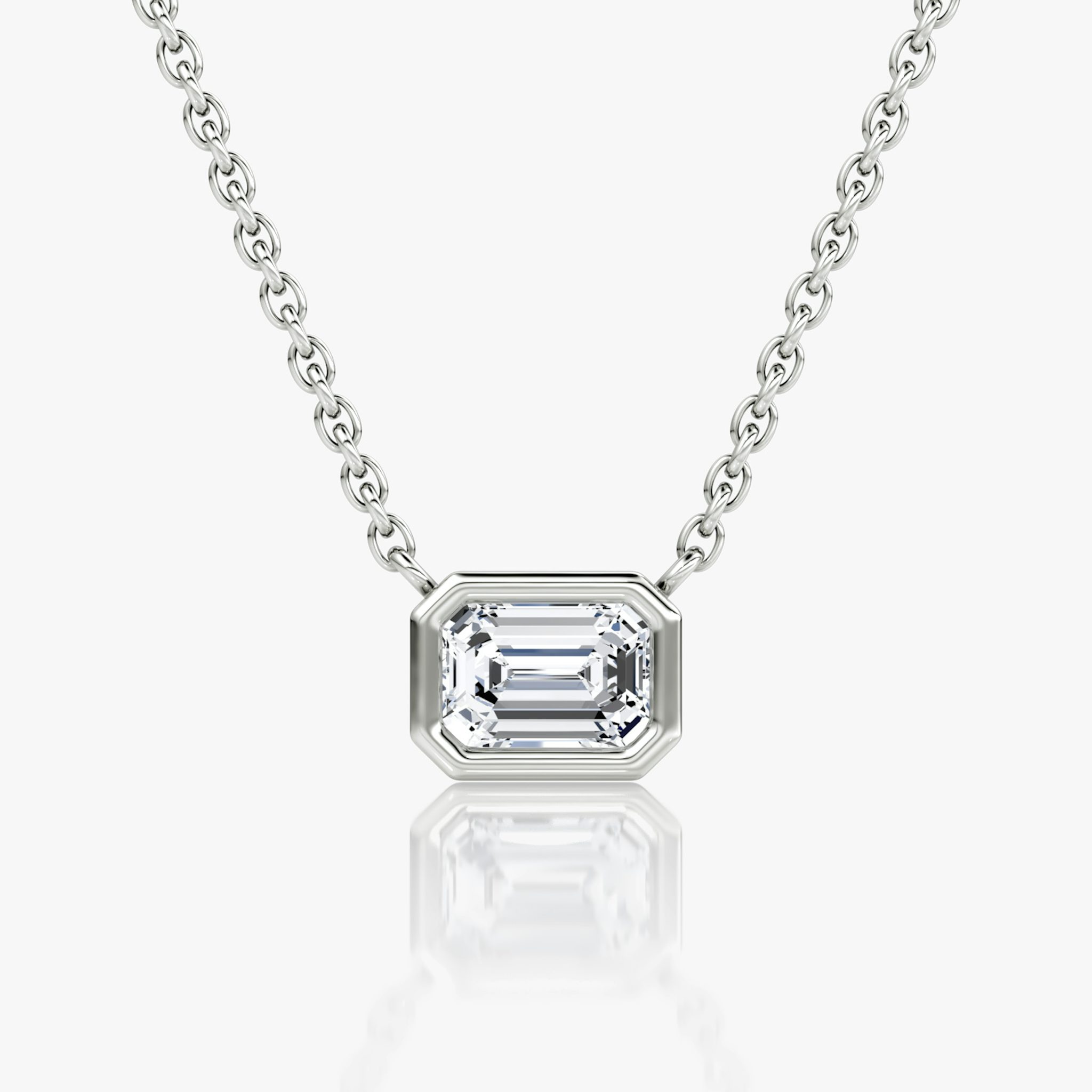 Bezel Solitaire Necklace | Emerald | 14k | White Gold | caratWeight: 0.50ct