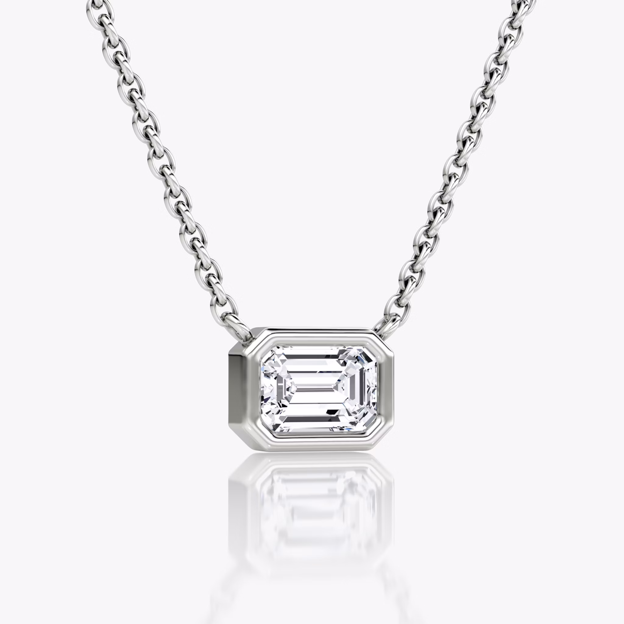 Bezel Solitaire Necklace | Emerald | 14k | White Gold | caratWeight: 0.50ct