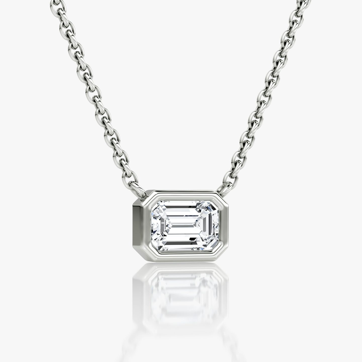 Bezel Solitaire Necklace | Emerald | 14k | White Gold | caratWeight: 0.50ct