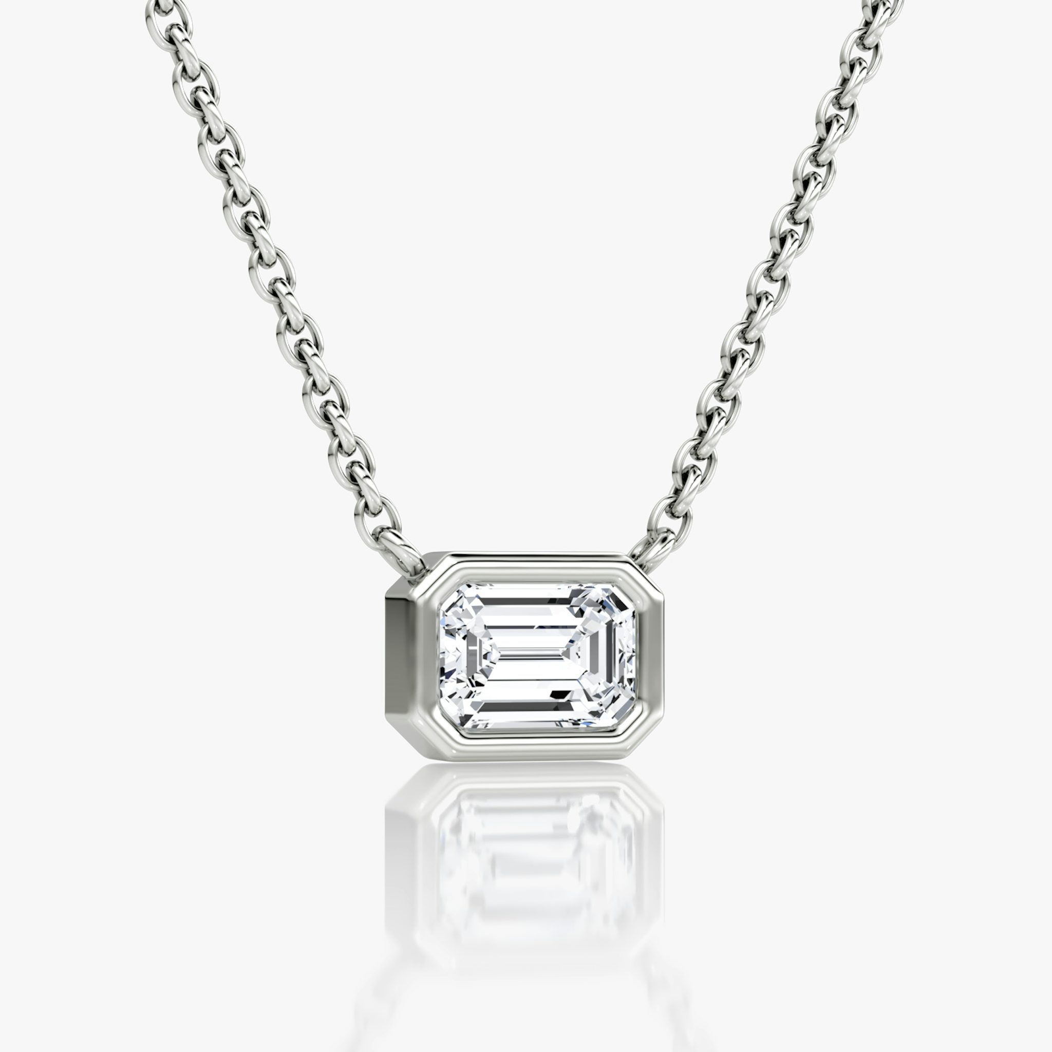 Bezel Solitaire Necklace | Emerald | 14k | White Gold | caratWeight: 0.50ct