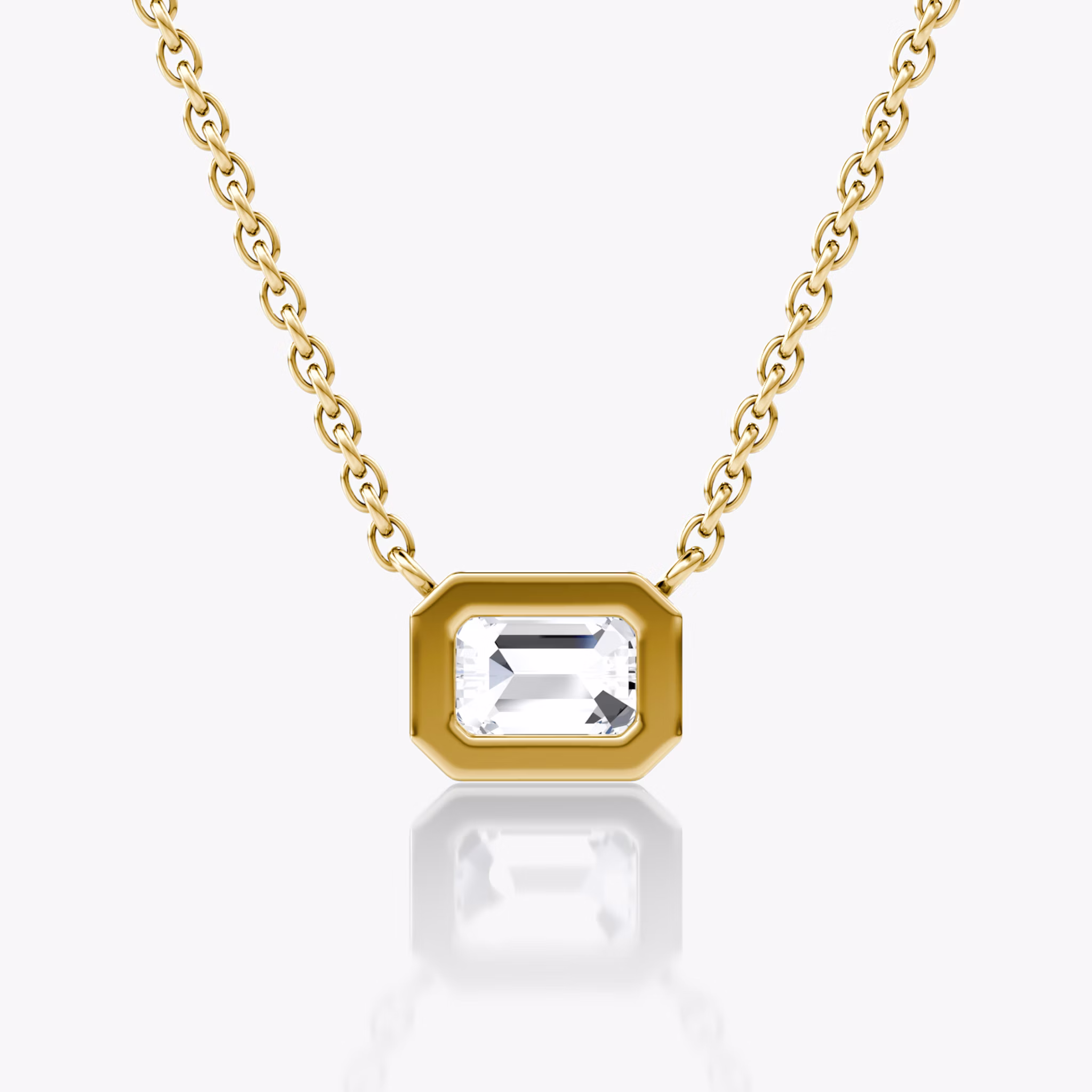 Bezel Solitaire Necklace | Emerald | 14k | Yellow Gold | caratWeight: 0.50ct