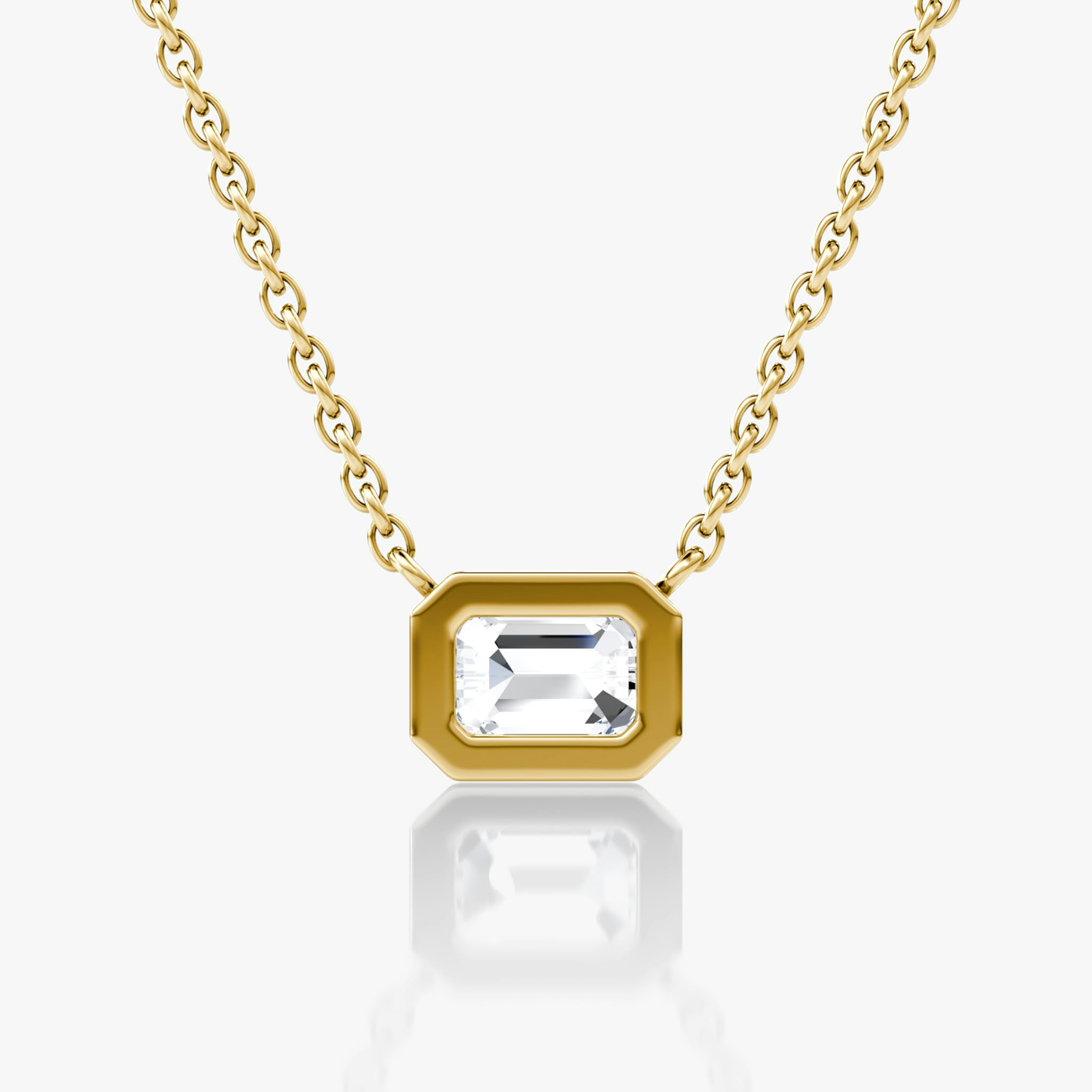 Bezel Solitaire Necklace | Emerald | 14k | Yellow Gold | caratWeight: 0.50ct