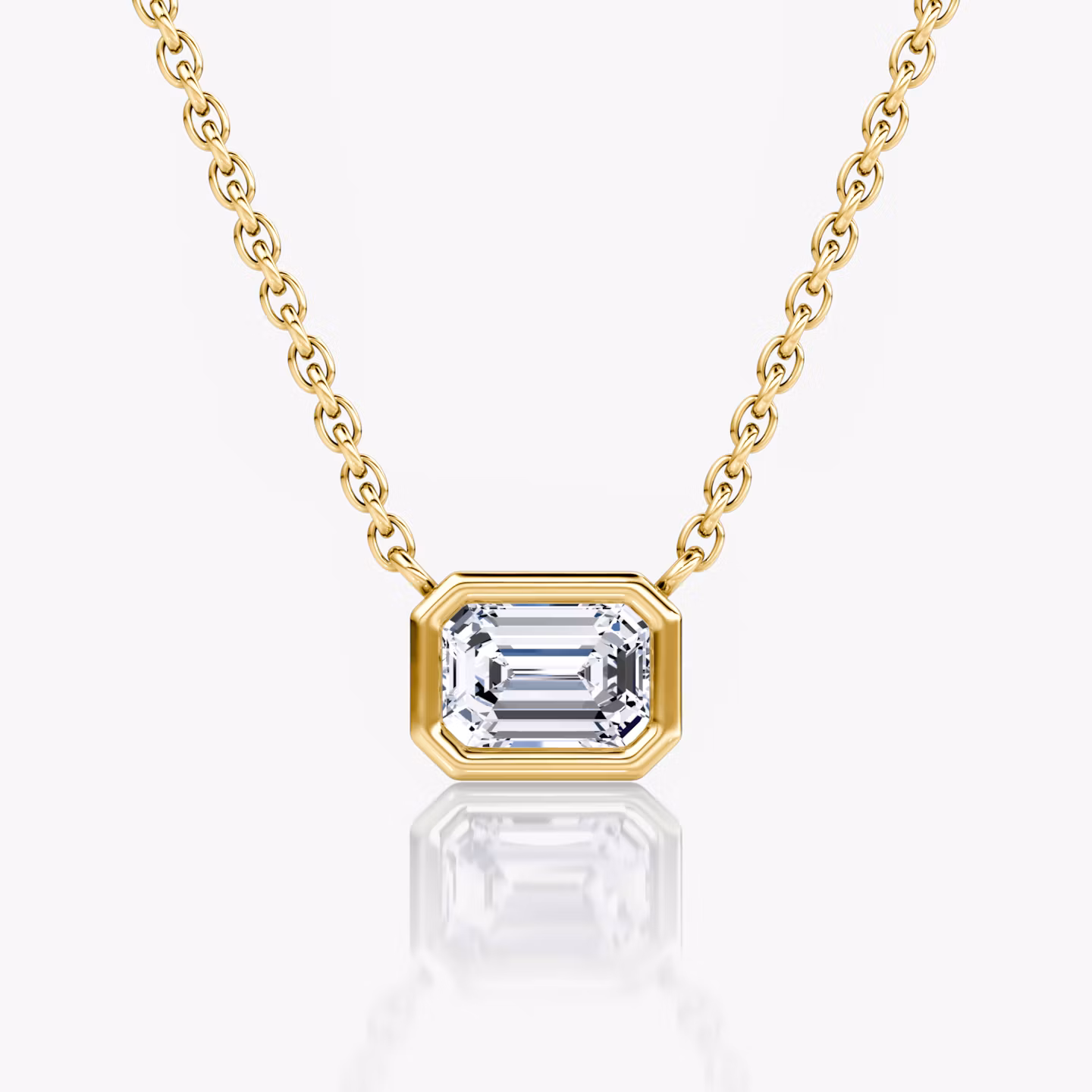 Bezel Solitaire Necklace Emerald | Yellow Gold