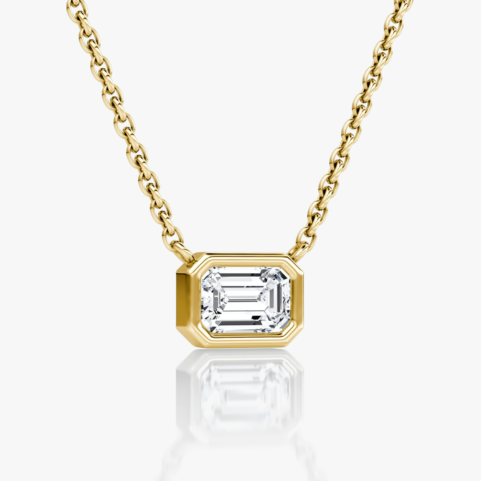 Bezel Solitaire Necklace | Emerald | 14k | Yellow Gold | caratWeight: 0.50ct