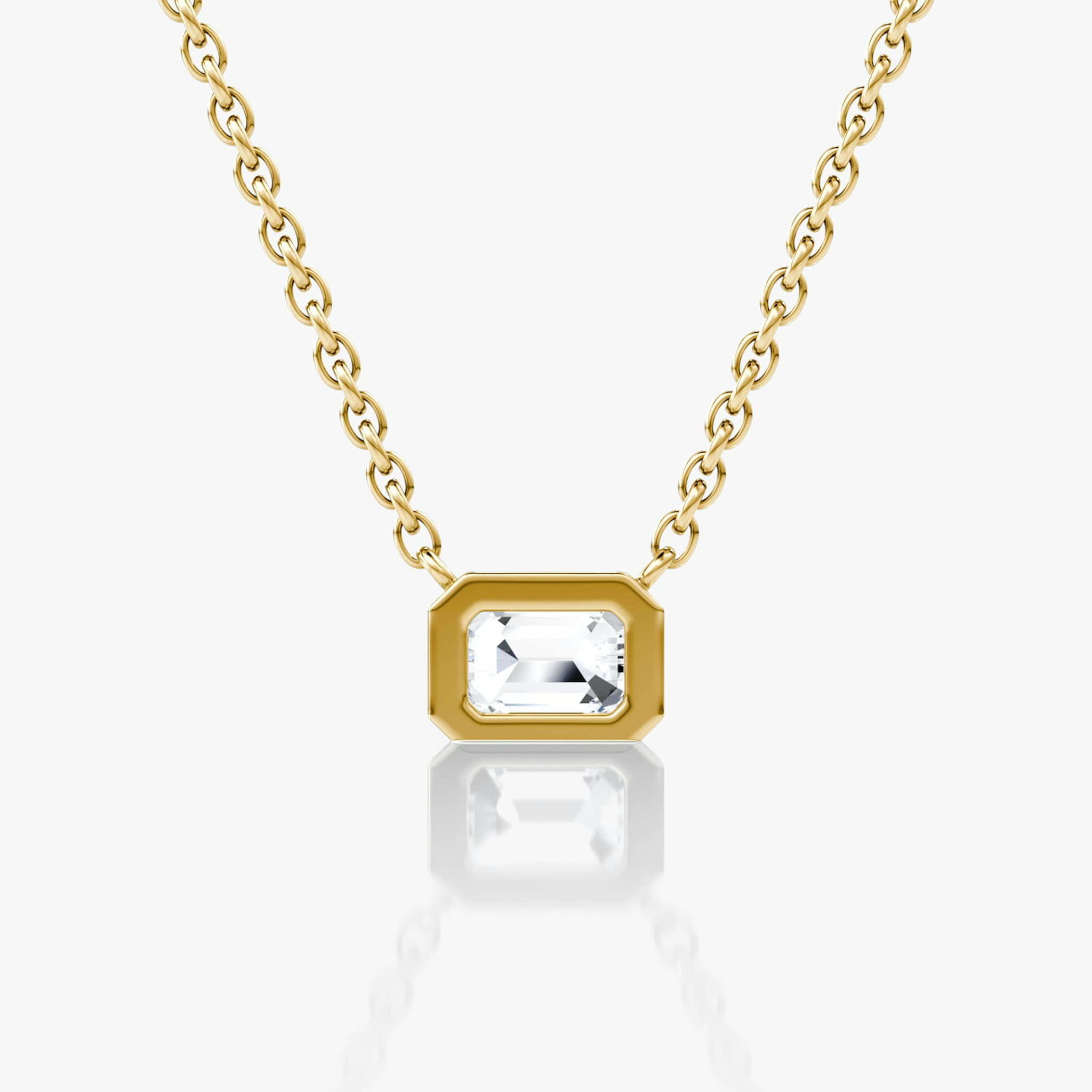 Bezel Solitaire Necklace | Emerald | 14k | Yellow Gold | caratWeight: 0.25ct
