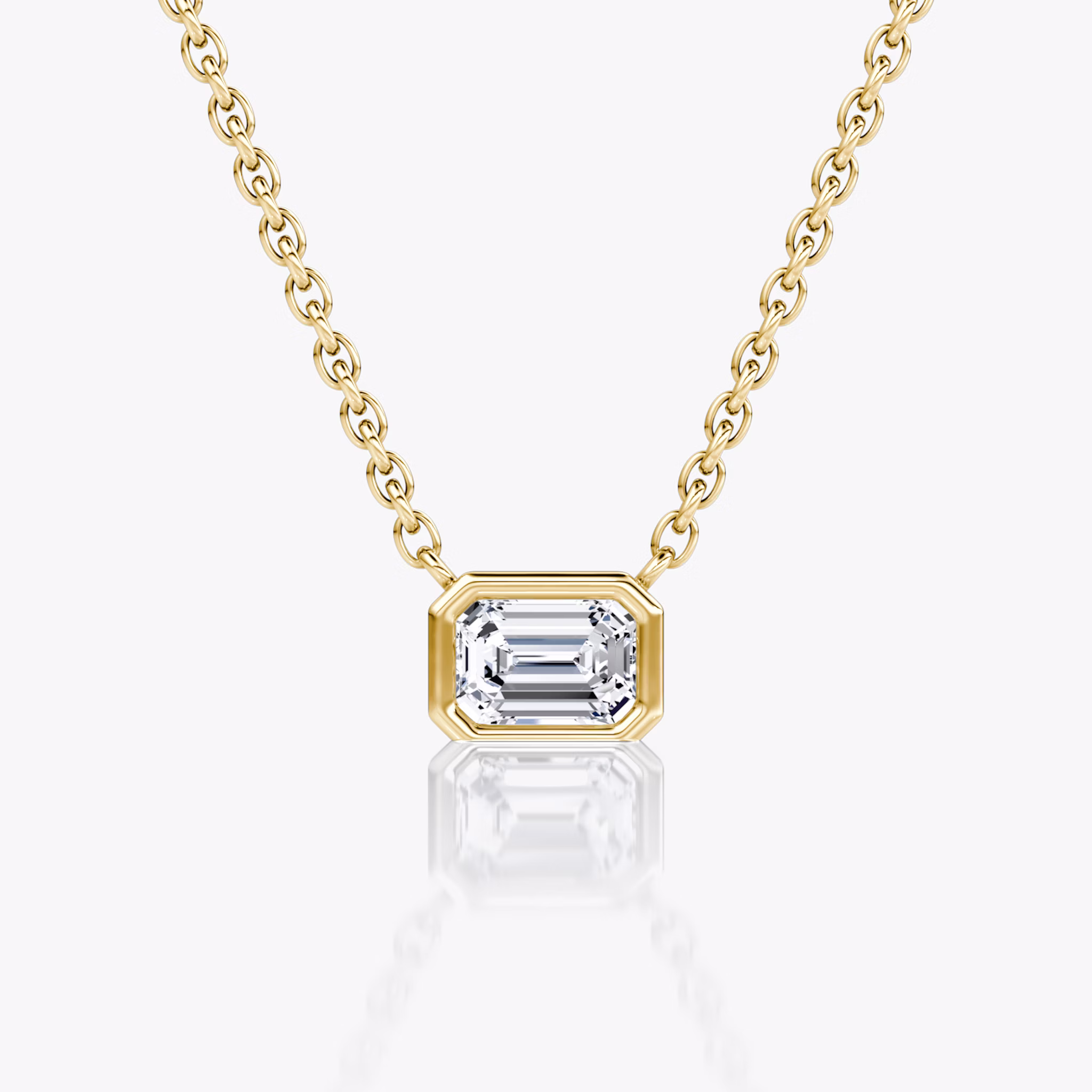 Bezel Solitaire Necklace | Emerald | 14k | Yellow Gold | caratWeight: 0.25ct