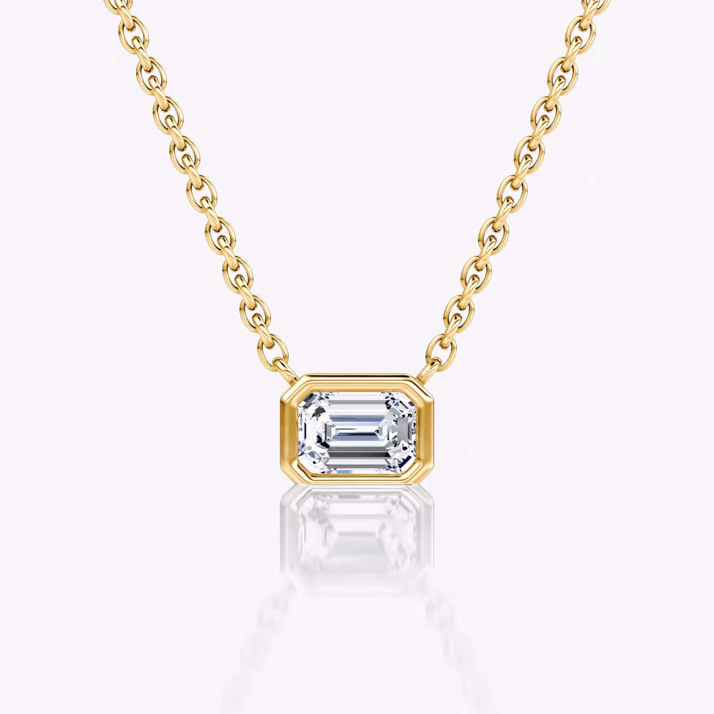Bezel Solitaire Necklace Emerald | Yellow Gold