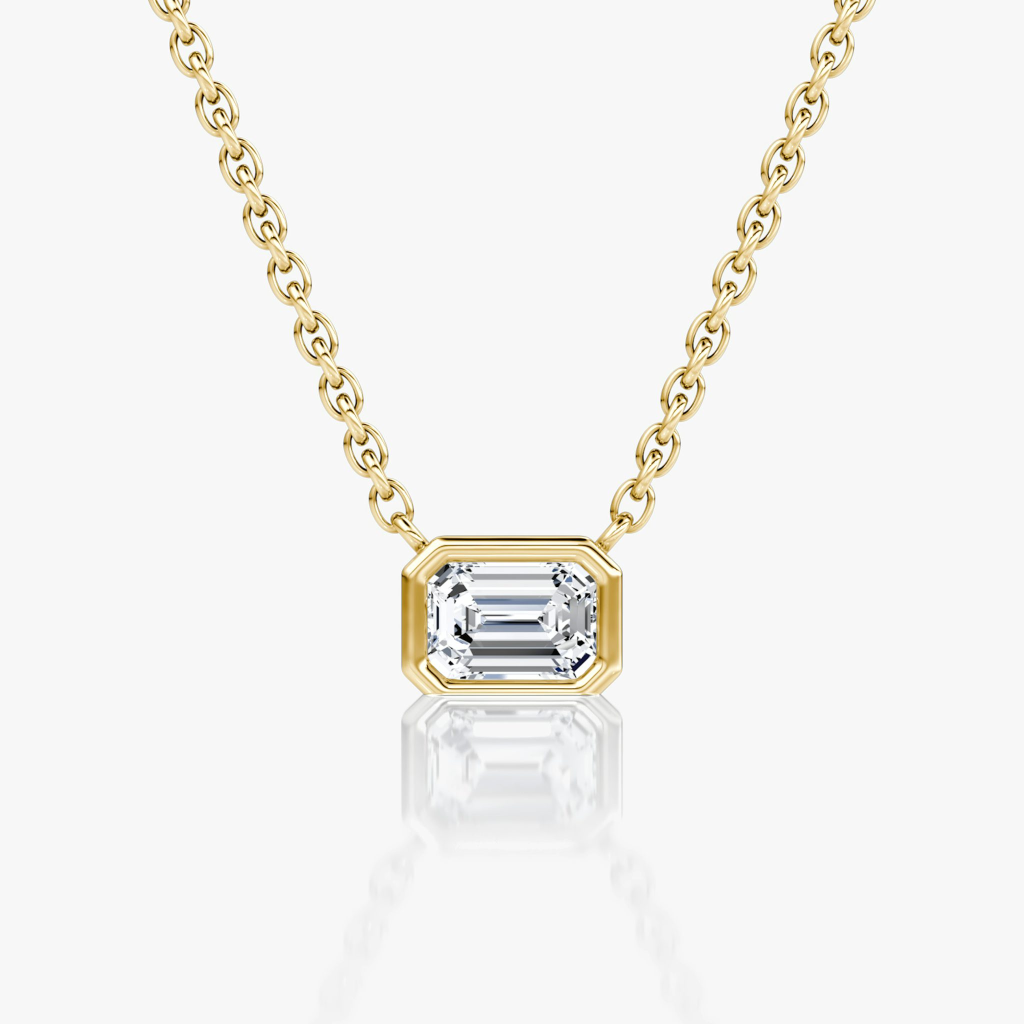 Bezel Solitaire Necklace | Emerald | 14k | Yellow Gold | caratWeight: 0.25ct