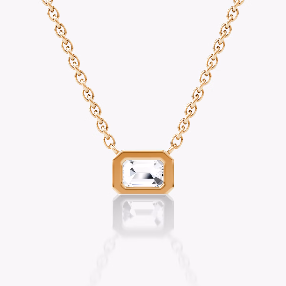 Bezel Solitär Halskette | Emerald | 14k | Roségold | caratWeight: 0.25ct