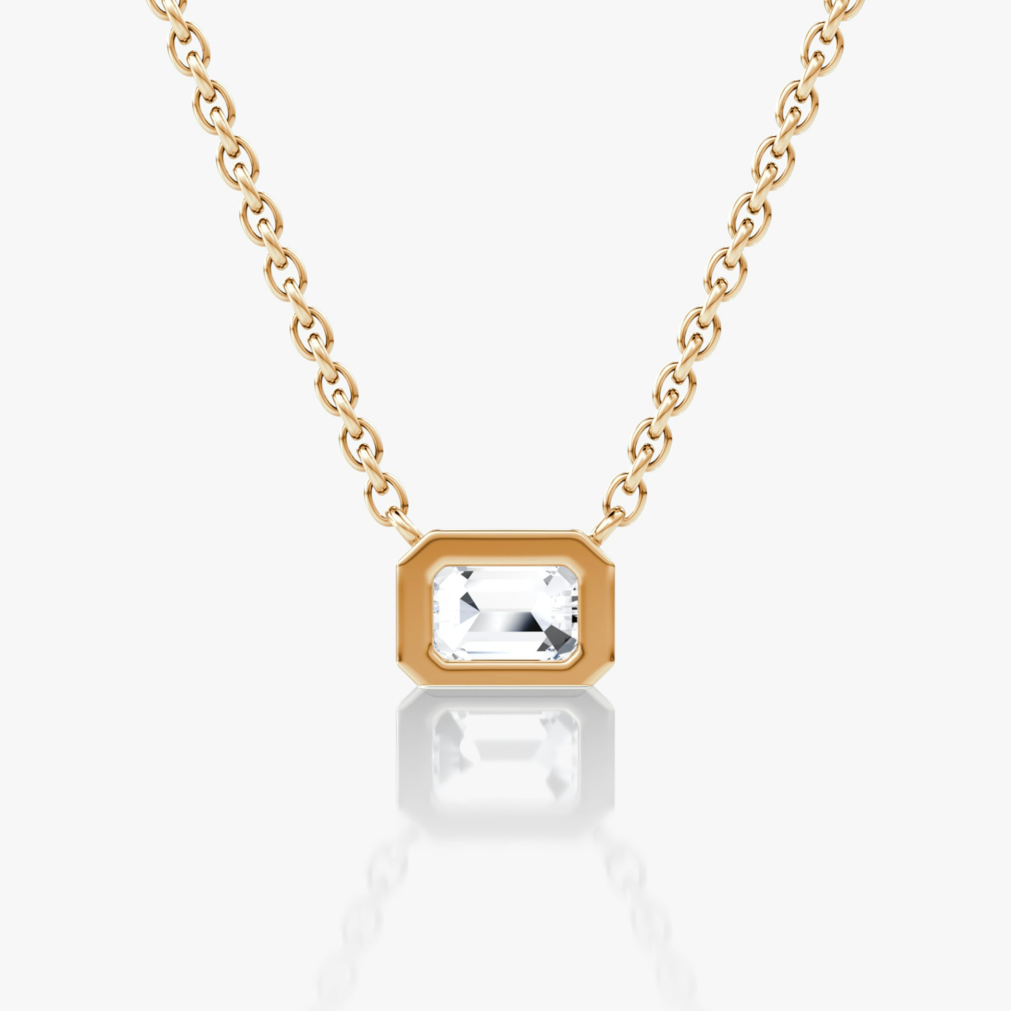 Bezel Solitaire Necklace | Emerald | 14k | Rose Gold | caratWeight: 0.25ct
