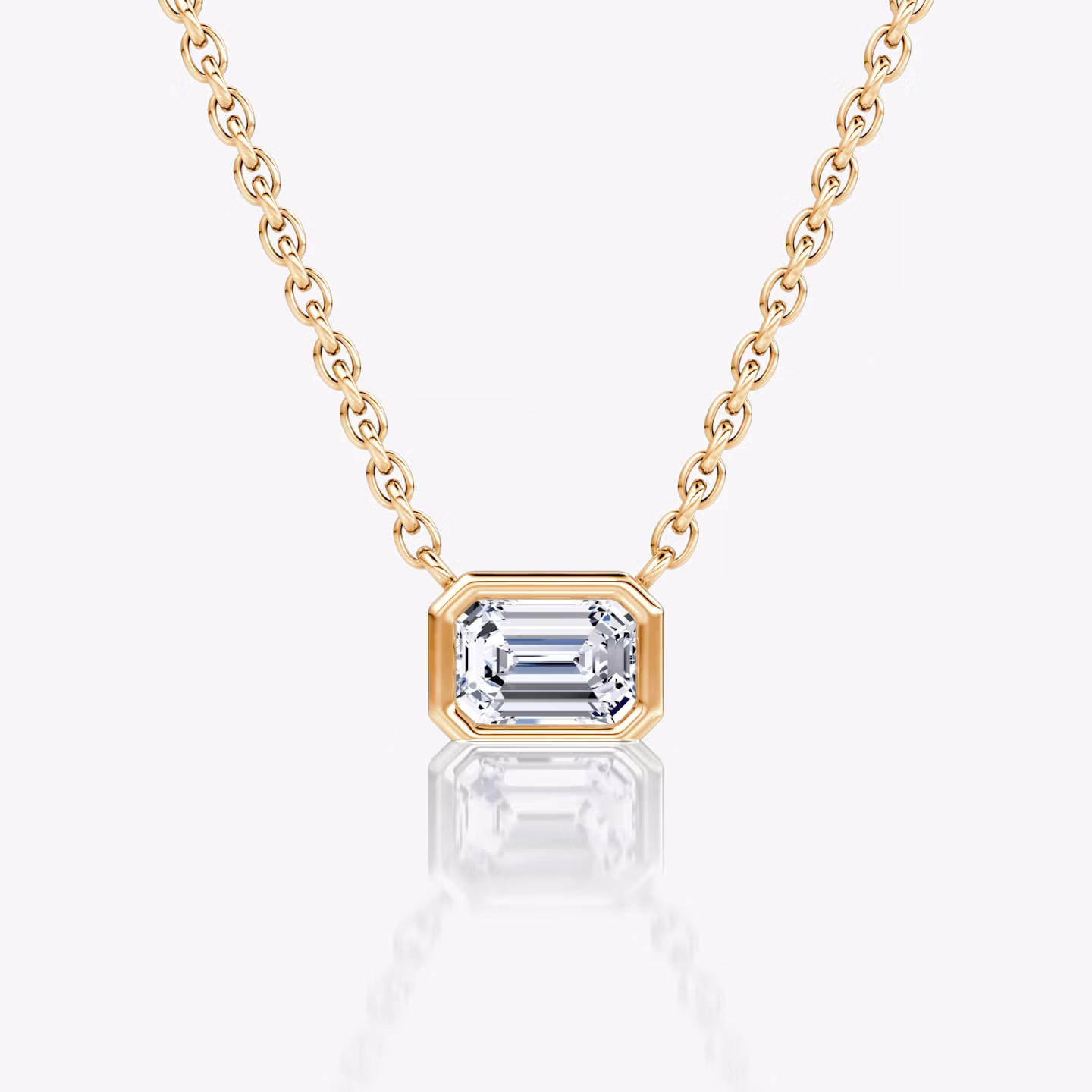 Bezel Solitär Halskette Emerald | Rose Gold