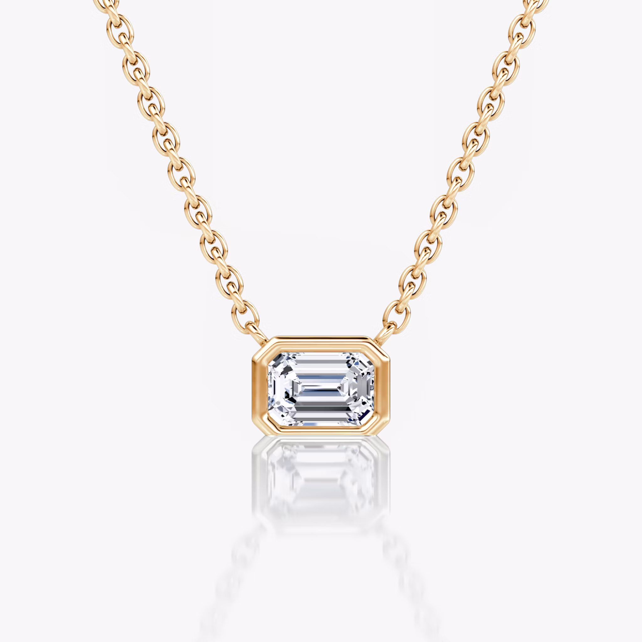 Bezel Solitaire Necklace Emerald | Rose Gold