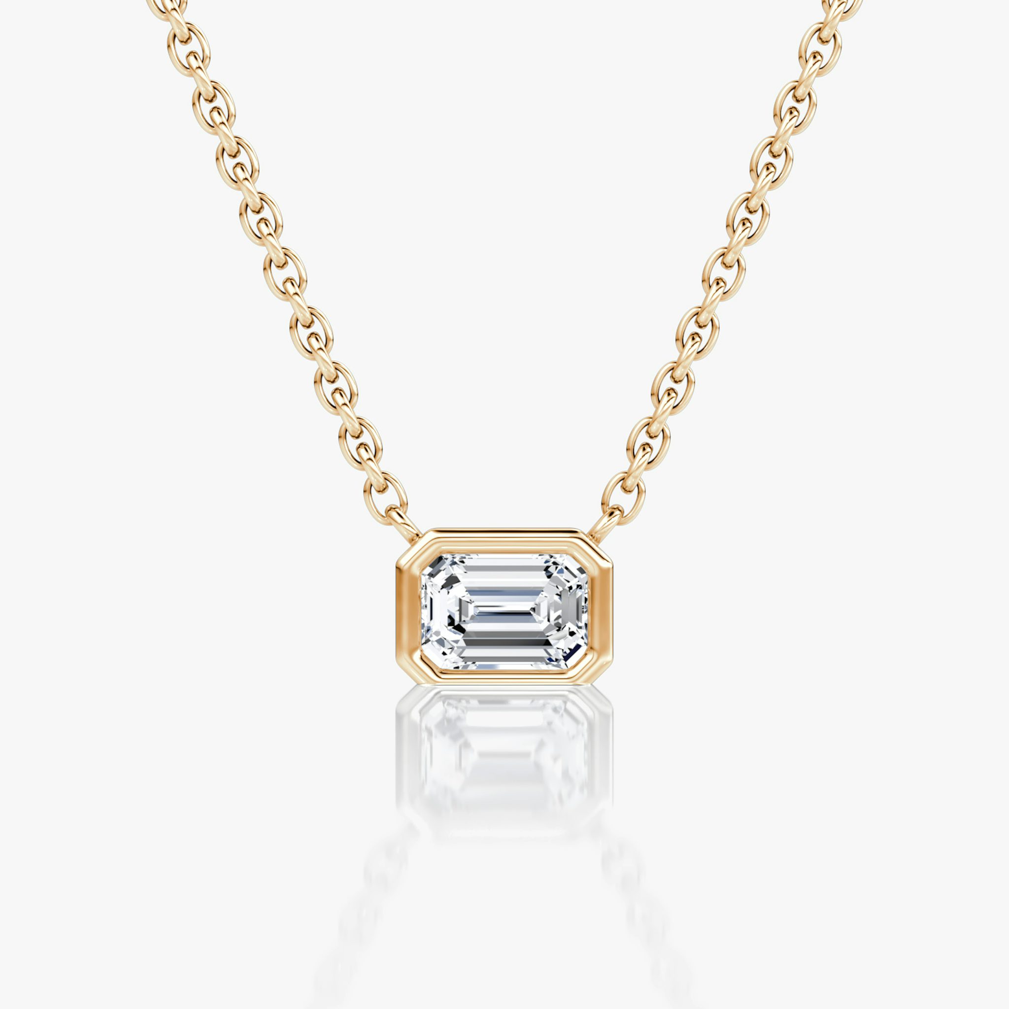 Bezel Solitaire Necklace | Emerald | 14k | Rose Gold | caratWeight: 0.25ct