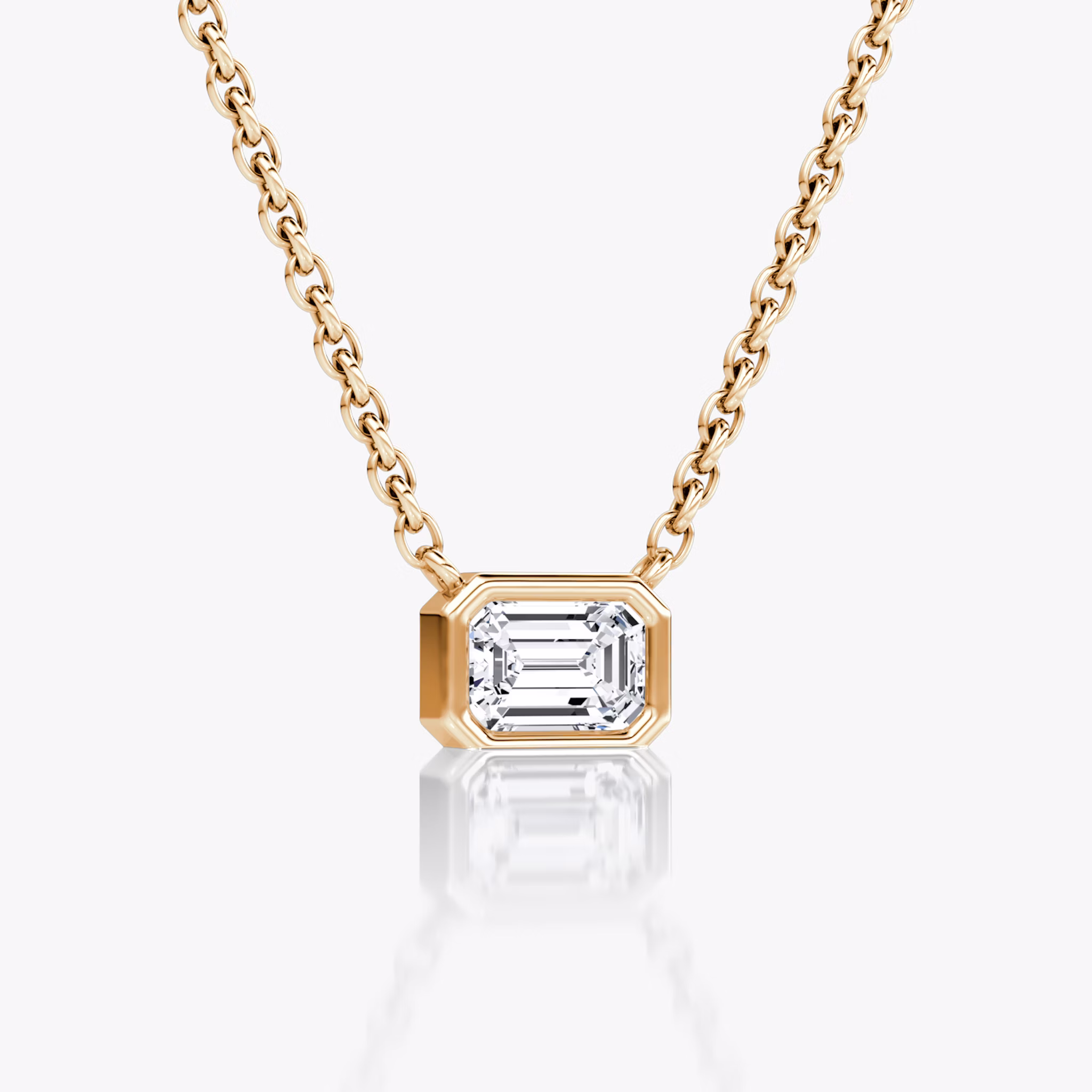 Bezel Solitaire Necklace | Emerald | 14k | Rose Gold | caratWeight: 0.25ct